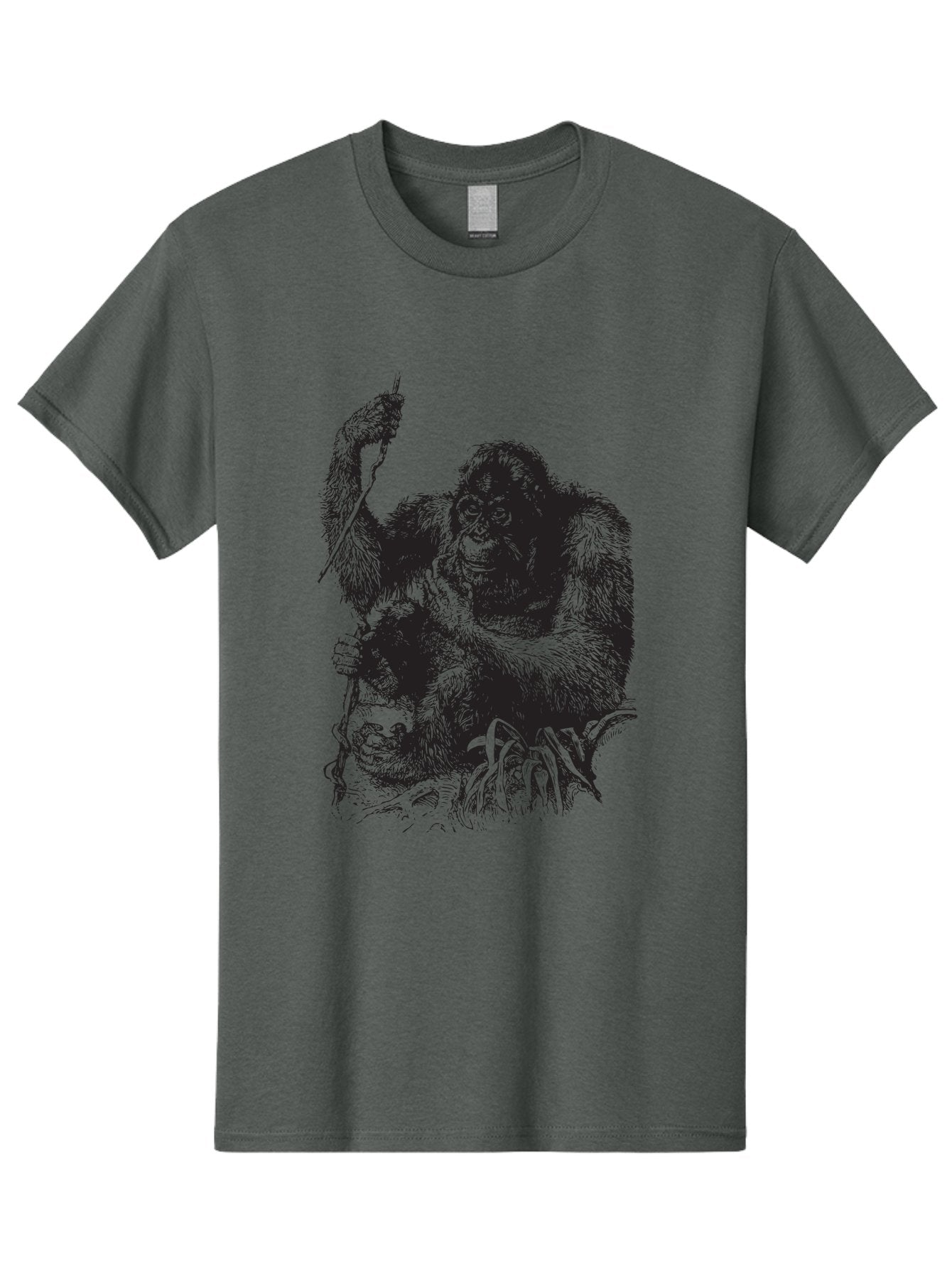 Foxy-Gorilla Men'S Graphic Tee, 100% Cotton, Comfortable Casual Summer Wear, Machine Washable, Gorilla Holding Foxy, Wild Animals, Jungle Creatures, Furry Friends, Animal Graphics, Wildlife Art, Primal Scene, Savage Beast Aad886 4