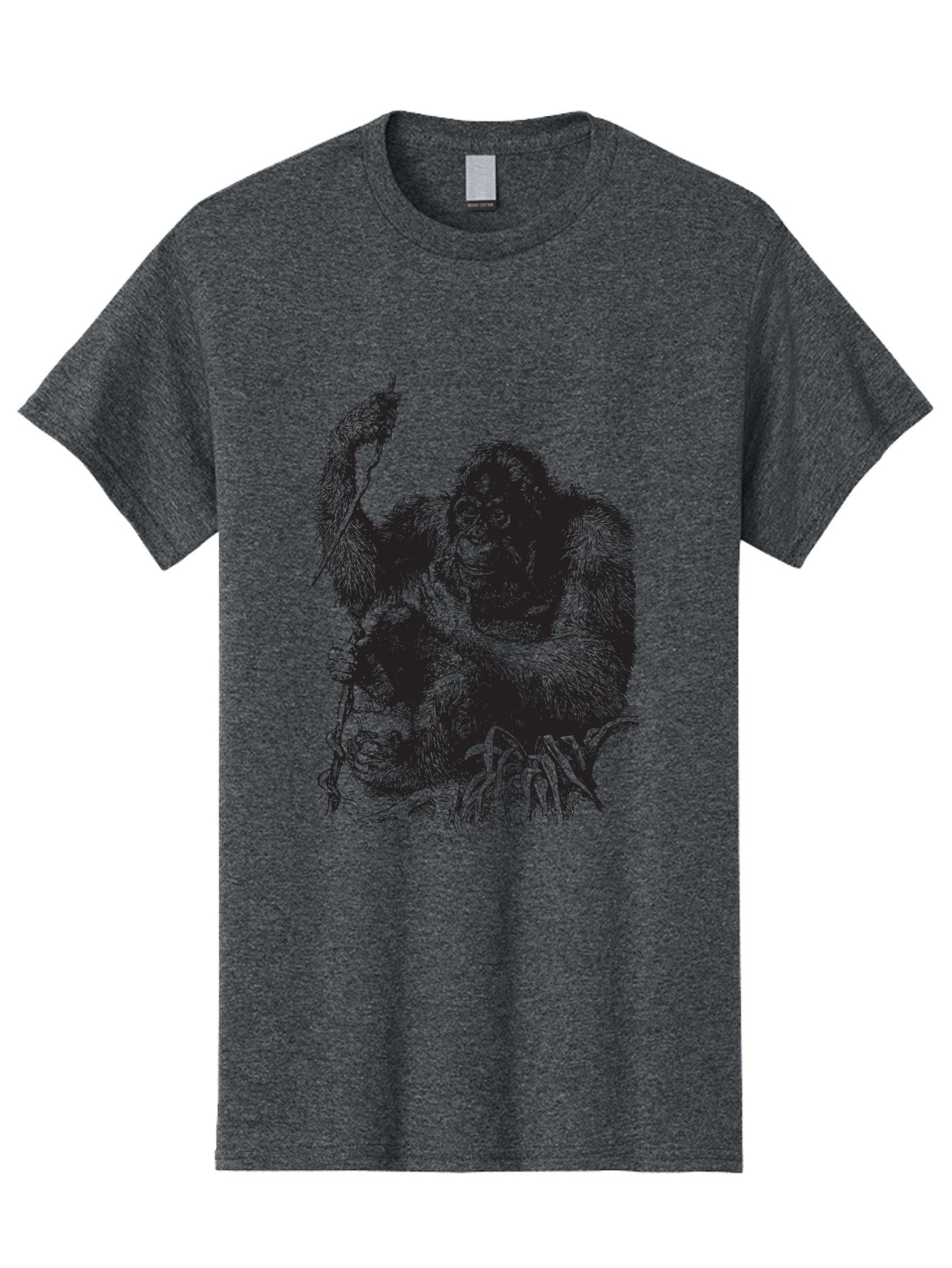 Foxy-Gorilla Men'S Graphic Tee, 100% Cotton, Comfortable Casual Summer Wear, Machine Washable, Gorilla Holding Foxy, Wild Animals, Jungle Creatures, Furry Friends, Animal Graphics, Wildlife Art, Primal Scene, Savage Beast Aad886 11