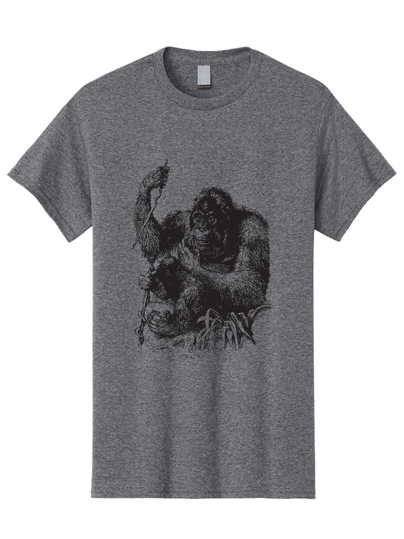 Foxy-Gorilla Men'S Graphic Tee, 100% Cotton, Comfortable Casual Summer Wear, Machine Washable, Gorilla Holding Foxy, Wild Animals, Jungle Creatures, Furry Friends, Animal Graphics, Wildlife Art, Primal Scene, Savage Beast Aad886
