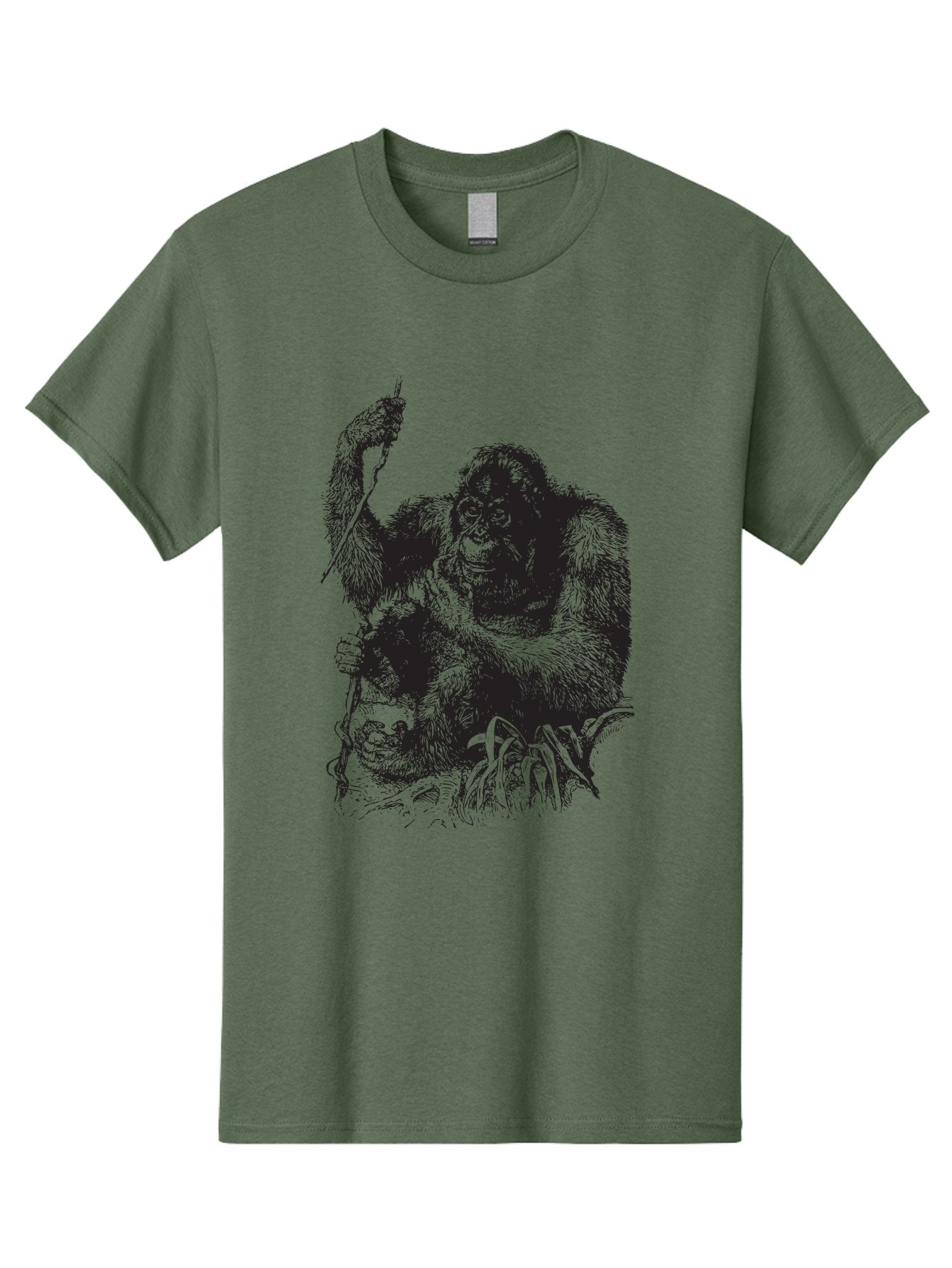 Foxy-Gorilla Men'S Graphic Tee, 100% Cotton, Comfortable Casual Summer Wear, Machine Washable, Gorilla Holding Foxy, Wild Animals, Jungle Creatures, Furry Friends, Animal Graphics, Wildlife Art, Primal Scene, Savage Beast Aad886 10