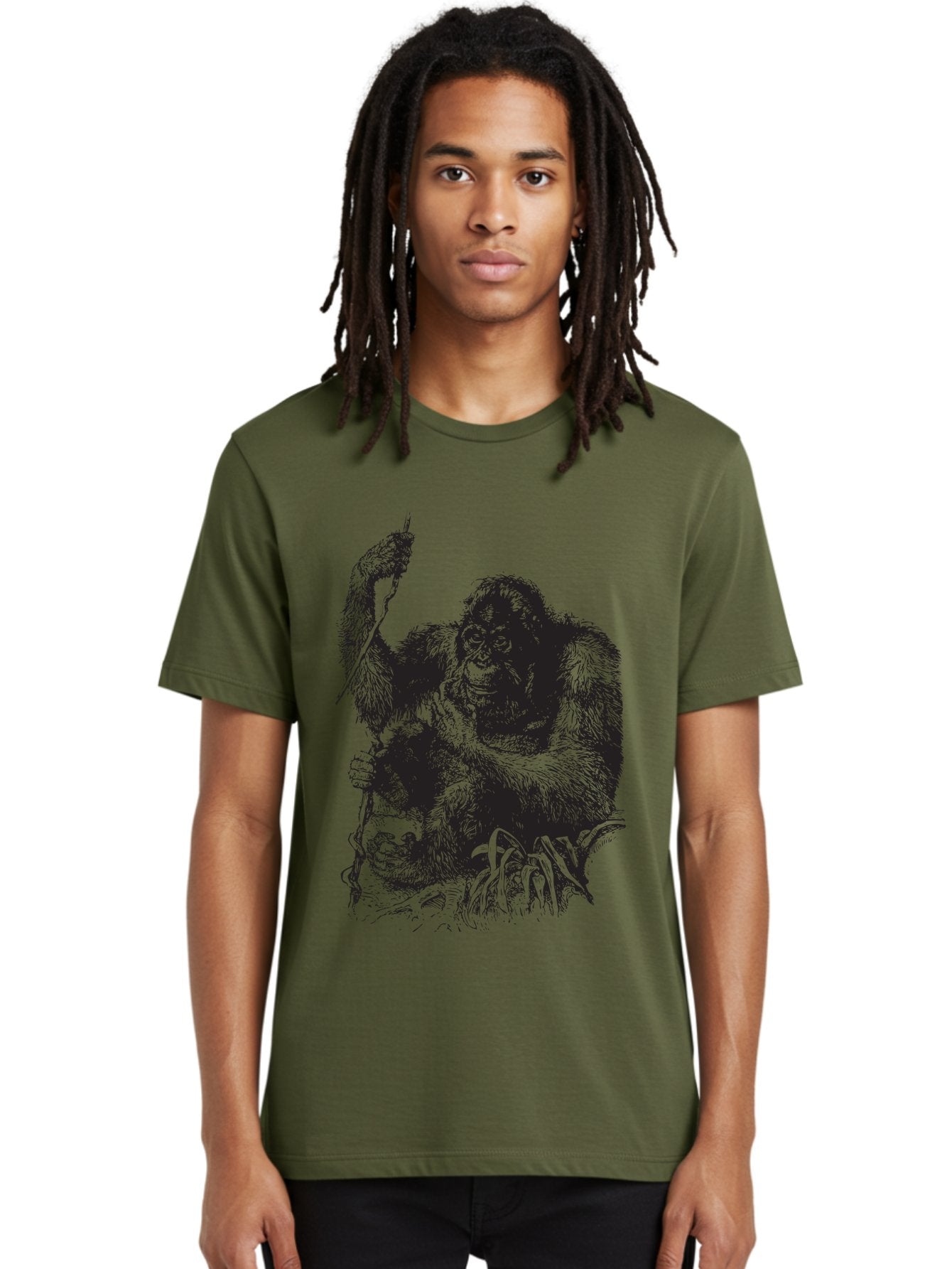 Foxy-Gorilla Men'S Graphic Tee, 100% Cotton, Comfortable Casual Summer Wear, Machine Washable, Gorilla Holding Foxy, Wild Animals, Jungle Creatures, Furry Friends, Animal Graphics, Wildlife Art, Primal Scene, Savage Beast Aad886 17
