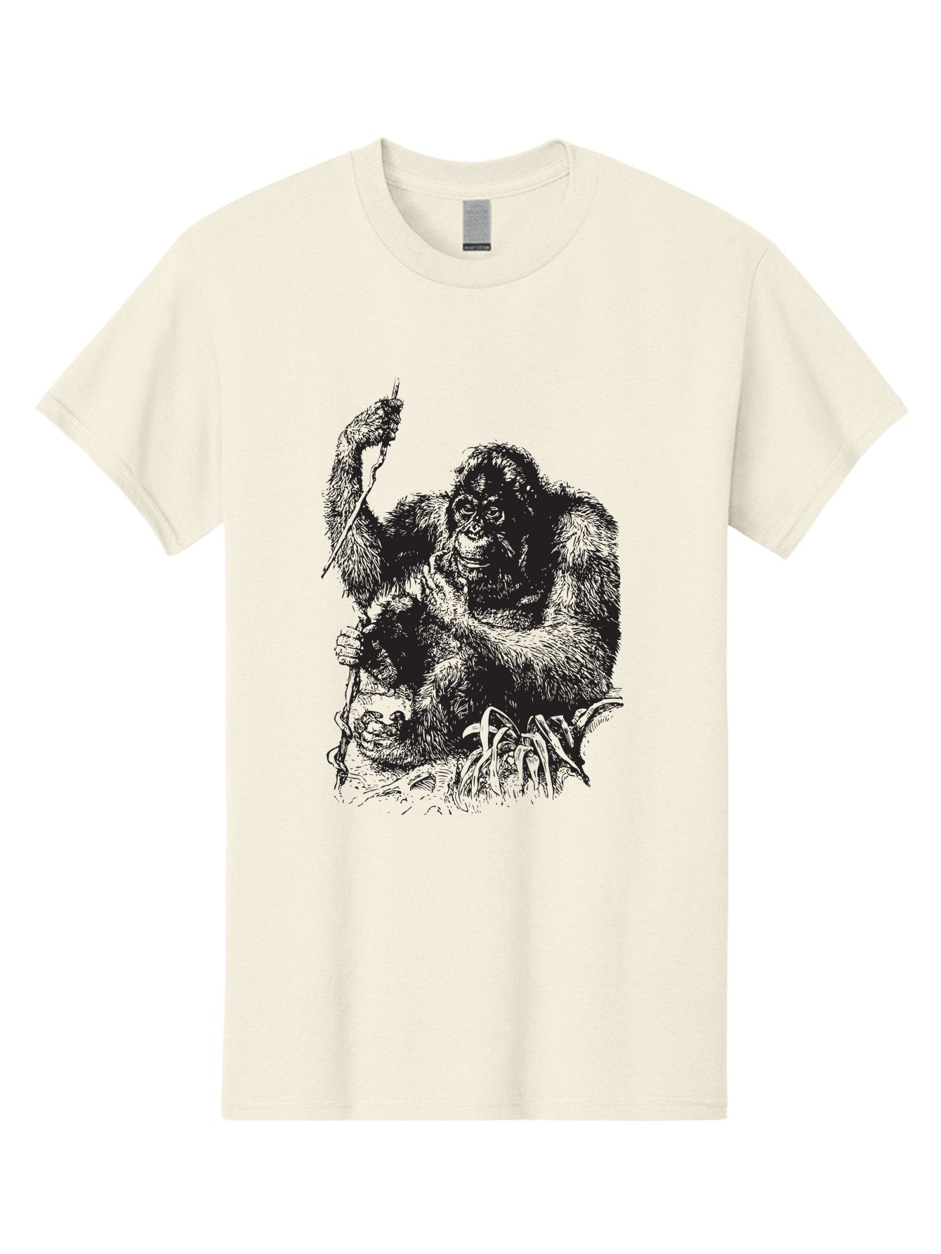 Foxy-Gorilla Men'S Graphic Tee, 100% Cotton, Comfortable Casual Summer Wear, Machine Washable, Gorilla Holding Foxy, Wild Animals, Jungle Creatures, Furry Friends, Animal Graphics, Wildlife Art, Primal Scene, Savage Beast Aad886 12