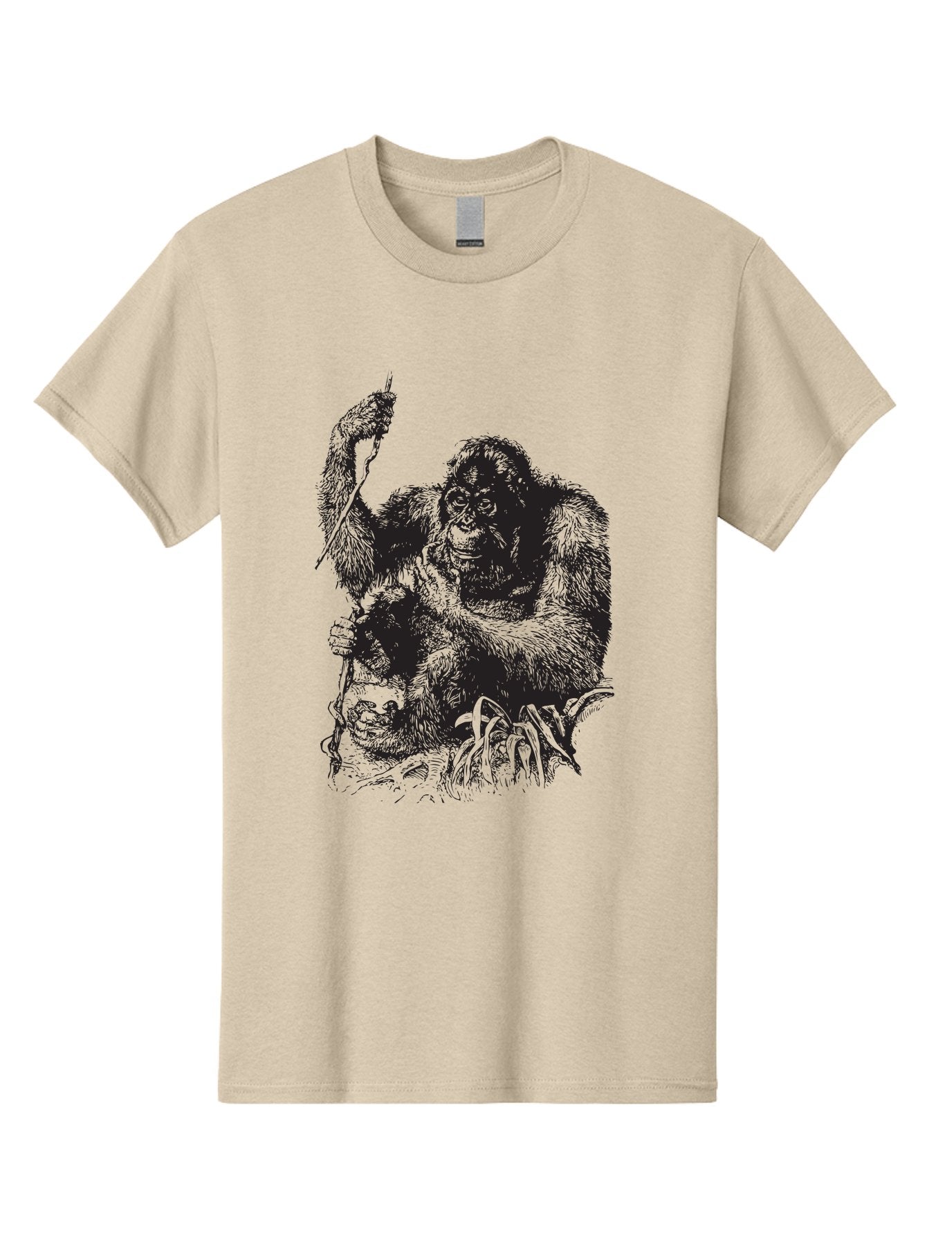 Foxy-Gorilla Men'S Graphic Tee, 100% Cotton, Comfortable Casual Summer Wear, Machine Washable, Gorilla Holding Foxy, Wild Animals, Jungle Creatures, Furry Friends, Animal Graphics, Wildlife Art, Primal Scene, Savage Beast Aad886 6