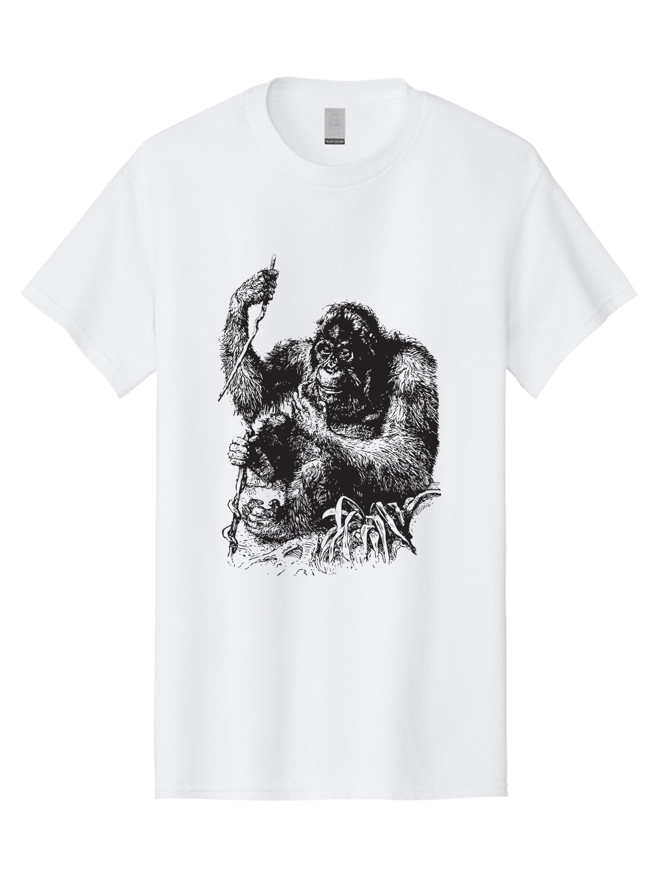 Foxy-Gorilla Men'S Graphic Tee, 100% Cotton, Comfortable Casual Summer Wear, Machine Washable, Gorilla Holding Foxy, Wild Animals, Jungle Creatures, Furry Friends, Animal Graphics, Wildlife Art, Primal Scene, Savage Beast Aad886 5