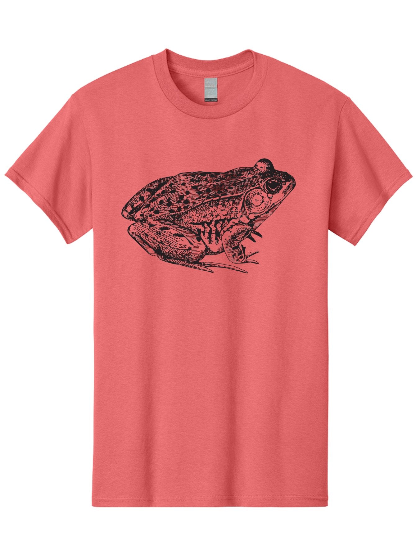 Frog-Illustration Men'S Graphic Tee, 100% Cotton, Comfortable Casual Summer Wear, Machine Washable, Frog, Toad, Amphibian, Illustration, Detailed Drawing, Wildlife Art, Nature, Animal, Black Lines Aad887