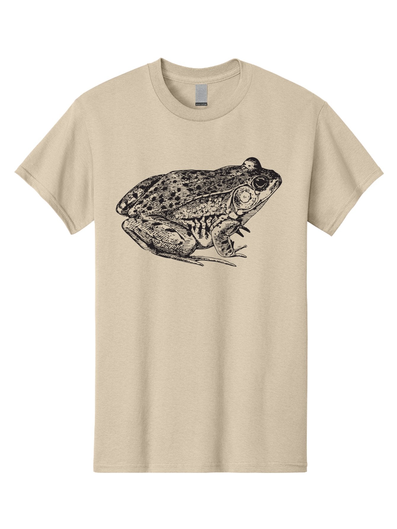 Frog-Illustration Men'S Graphic Tee, 100% Cotton, Comfortable Casual Summer Wear, Machine Washable, Frog, Toad, Amphibian, Illustration, Detailed Drawing, Wildlife Art, Nature, Animal, Black Lines Aad887 6