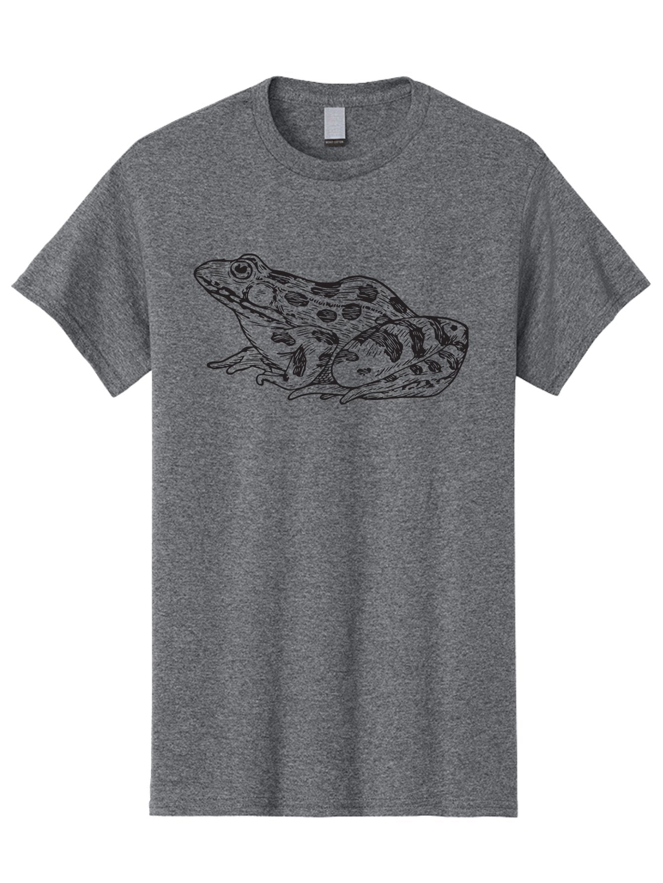 Frog Men'S Graphic Tee, 100% Cotton, Comfortable Casual Summer Wear, Machine Washable, Detailed Illustration, Frog Artwork, Black And Green, Amphibian, Wildlife, Animal Art, Nature Graphic Aad889