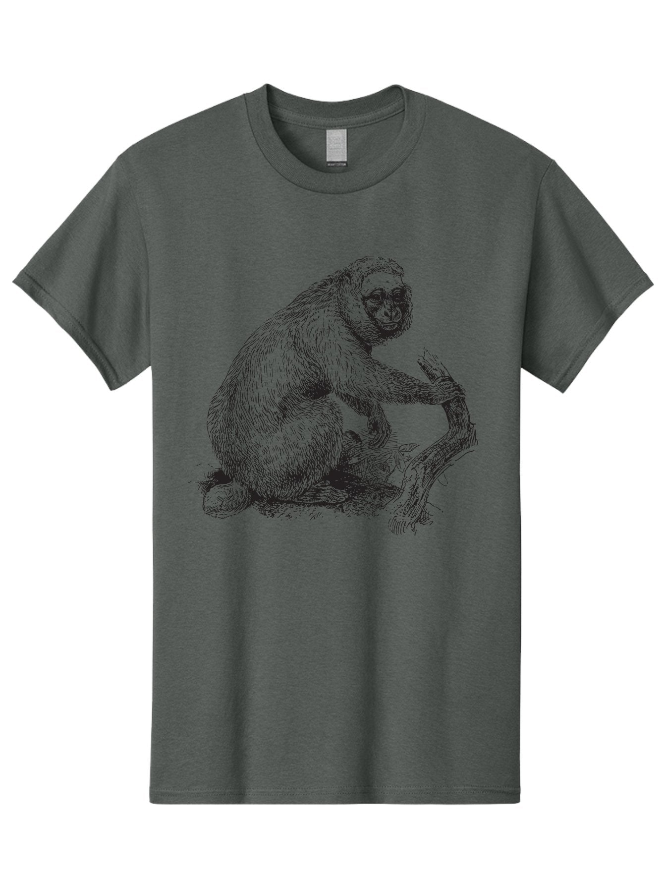 Gibbon Men'S Graphic Tee, 100% Cotton, Comfortable Casual Summer Wear, Machine Washable, Gorilla Illustration, Monkey Drawing, Primate Art, Wildlife Graphic, Furry Texture, Detailed Strokes, Wildlife Illustration Aad891 15