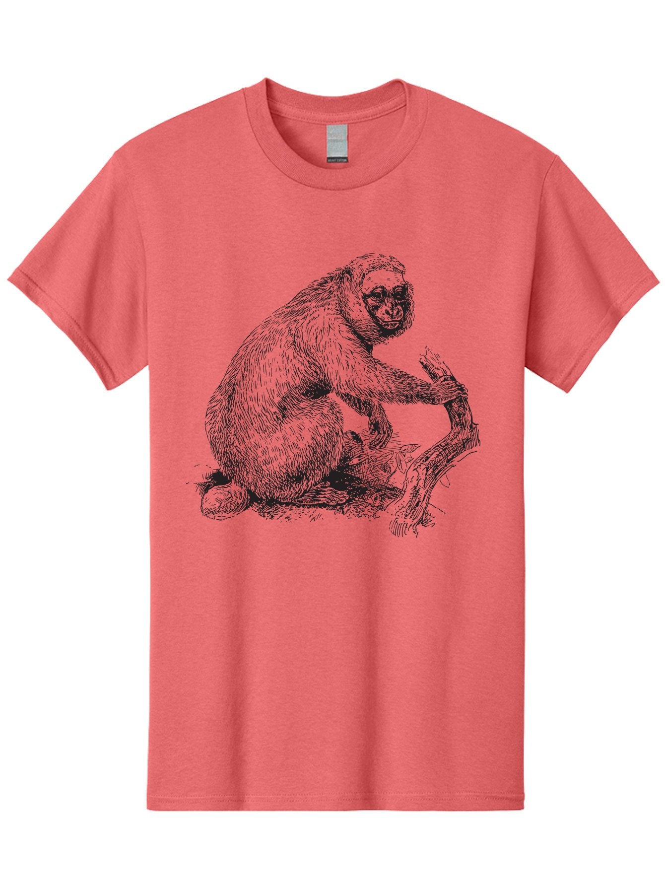 Gibbon Men'S Graphic Tee, 100% Cotton, Comfortable Casual Summer Wear, Machine Washable, Gorilla Illustration, Monkey Drawing, Primate Art, Wildlife Graphic, Furry Texture, Detailed Strokes, Wildlife Illustration Aad891 6