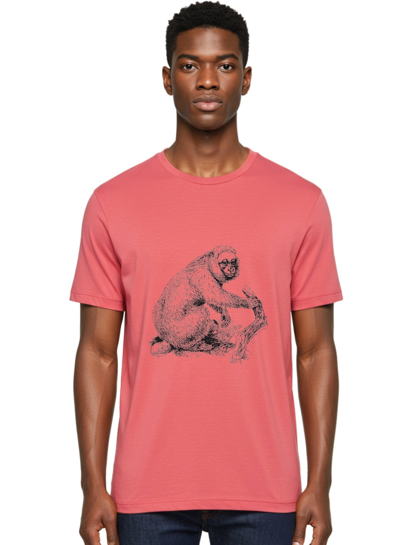 Gibbon Men'S Graphic Tee, 100% Cotton, Comfortable Casual Summer Wear, Machine Washable, Gorilla Illustration, Monkey Drawing, Primate Art, Wildlife Graphic, Furry Texture, Detailed Strokes, Wildlife Illustration Aad891 24