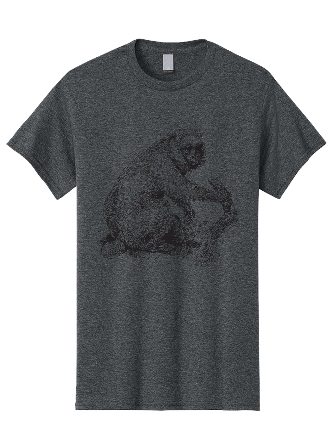 Gibbon Men'S Graphic Tee, 100% Cotton, Comfortable Casual Summer Wear, Machine Washable, Gorilla Illustration, Monkey Drawing, Primate Art, Wildlife Graphic, Furry Texture, Detailed Strokes, Wildlife Illustration Aad891 10