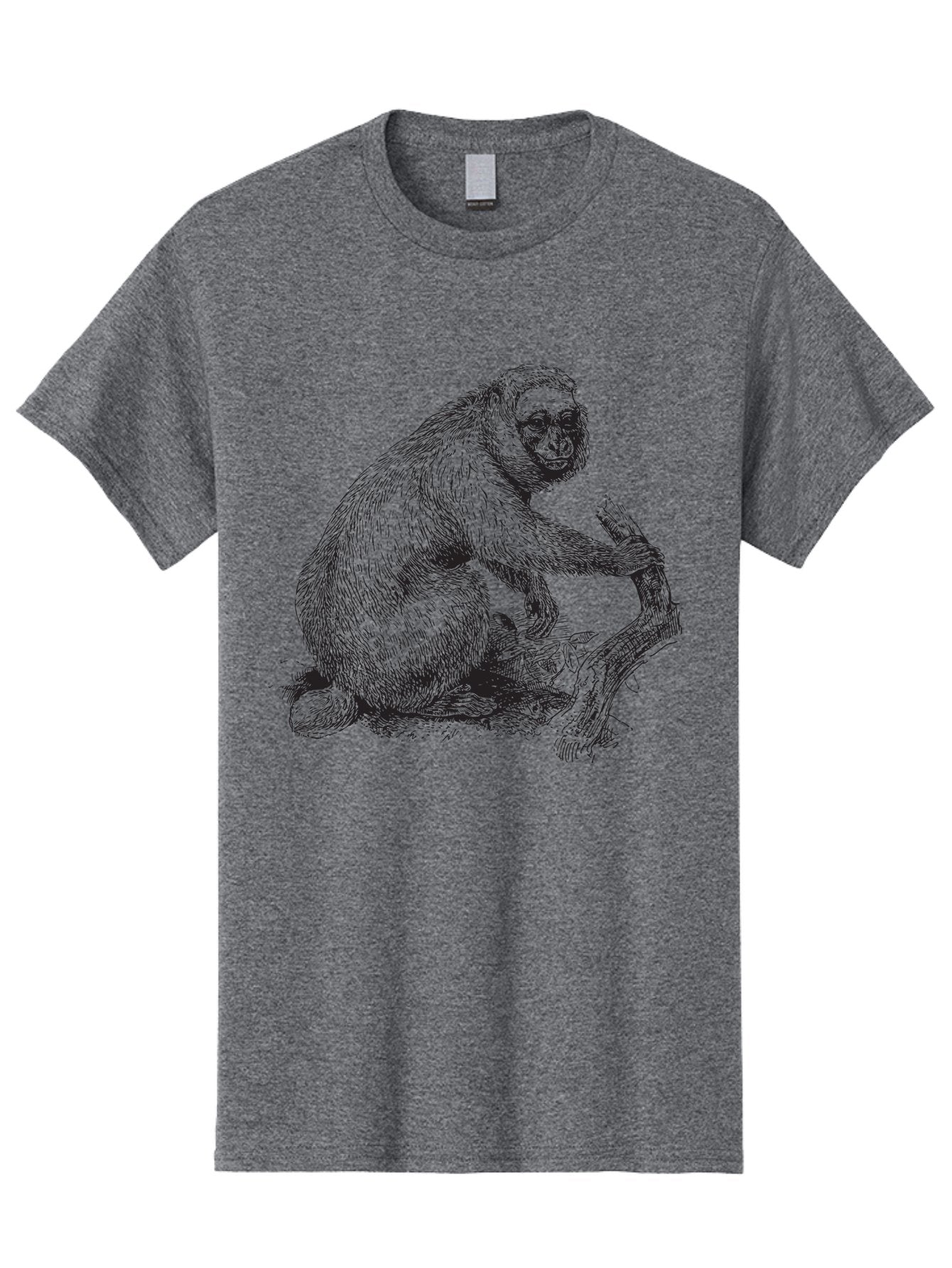 Gibbon Men'S Graphic Tee, 100% Cotton, Comfortable Casual Summer Wear, Machine Washable, Gorilla Illustration, Monkey Drawing, Primate Art, Wildlife Graphic, Furry Texture, Detailed Strokes, Wildlife Illustration Aad891 3
