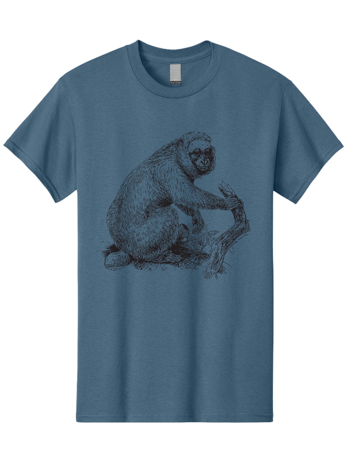 Gibbon Men'S Graphic Tee, 100% Cotton, Comfortable Casual Summer Wear, Machine Washable, Gorilla Illustration, Monkey Drawing, Primate Art, Wildlife Graphic, Furry Texture, Detailed Strokes, Wildlife Illustration Aad891 5