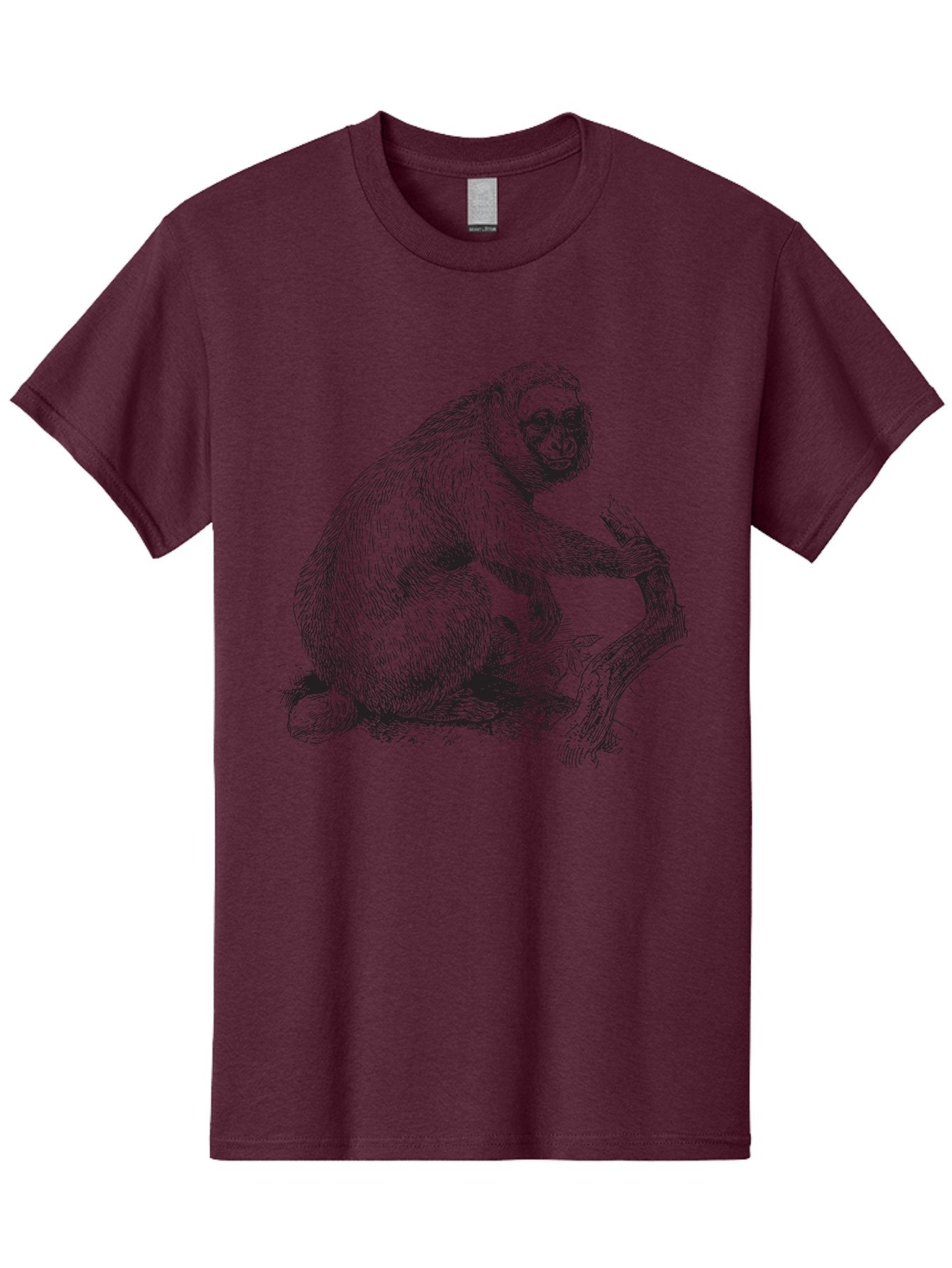Gibbon Men'S Graphic Tee, 100% Cotton, Comfortable Casual Summer Wear, Machine Washable, Gorilla Illustration, Monkey Drawing, Primate Art, Wildlife Graphic, Furry Texture, Detailed Strokes, Wildlife Illustration Aad891 13