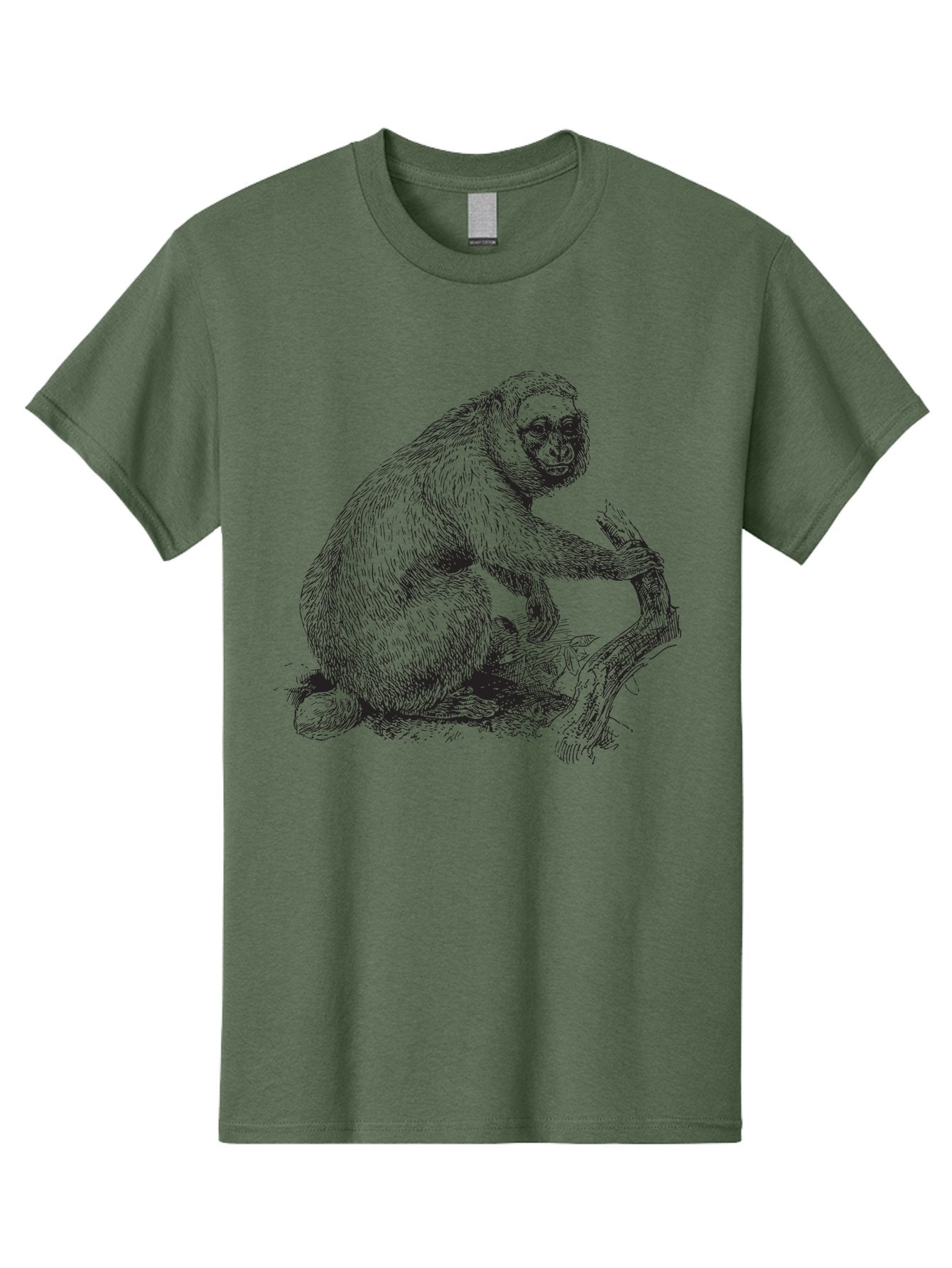 Gibbon Men'S Graphic Tee, 100% Cotton, Comfortable Casual Summer Wear, Machine Washable, Gorilla Illustration, Monkey Drawing, Primate Art, Wildlife Graphic, Furry Texture, Detailed Strokes, Wildlife Illustration Aad891 7