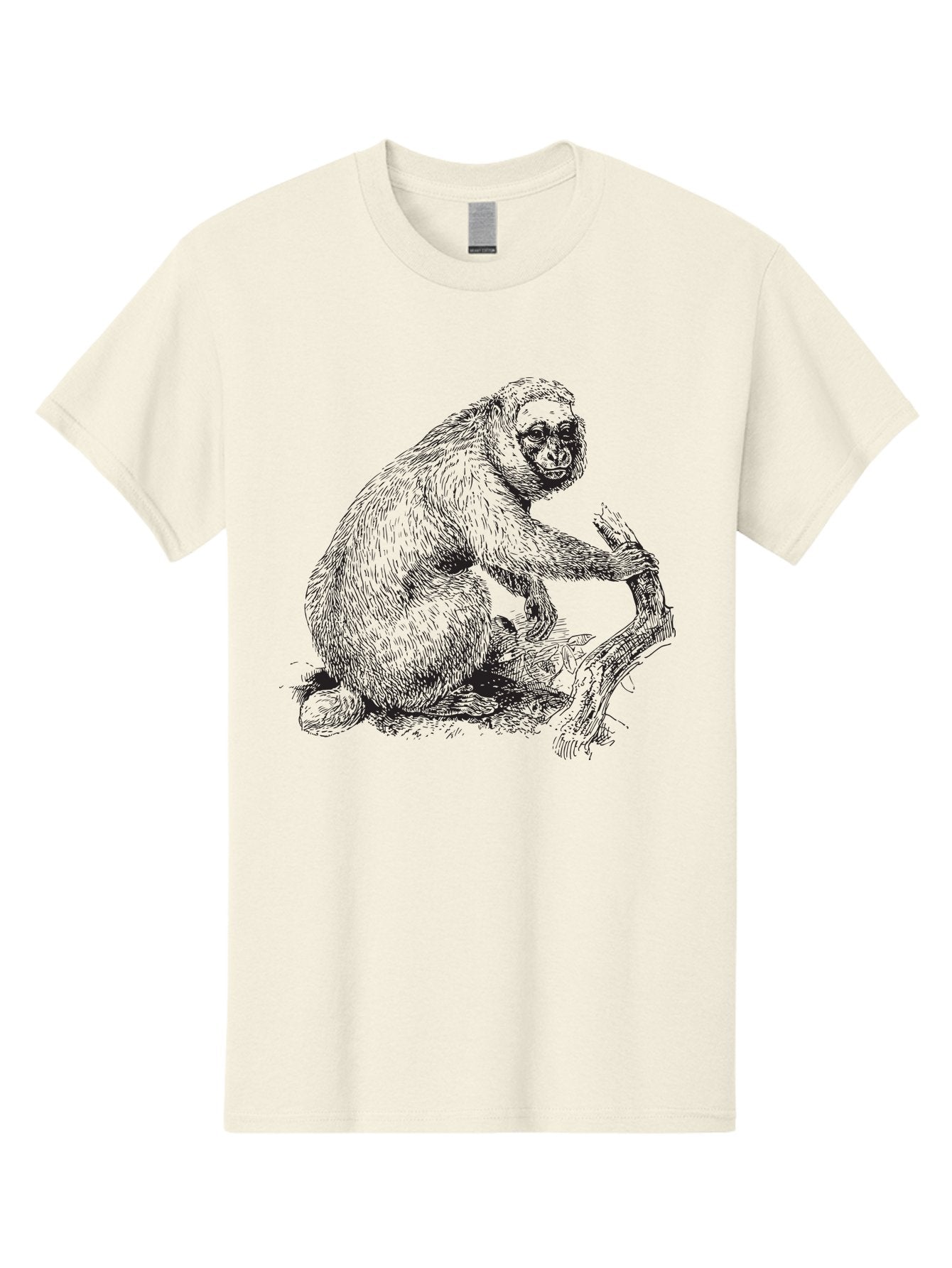 Gibbon Men'S Graphic Tee, 100% Cotton, Comfortable Casual Summer Wear, Machine Washable, Gorilla Illustration, Monkey Drawing, Primate Art, Wildlife Graphic, Furry Texture, Detailed Strokes, Wildlife Illustration Aad891 4