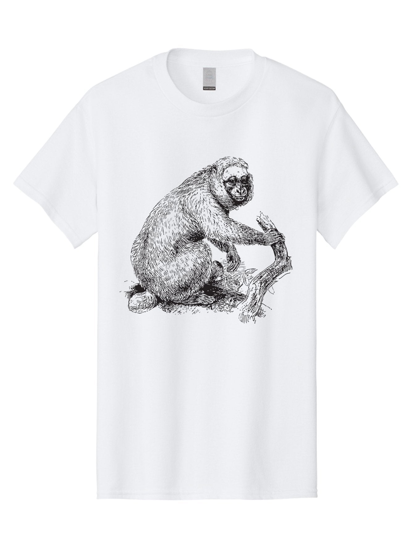 Gibbon Men'S Graphic Tee, 100% Cotton, Comfortable Casual Summer Wear, Machine Washable, Gorilla Illustration, Monkey Drawing, Primate Art, Wildlife Graphic, Furry Texture, Detailed Strokes, Wildlife Illustration Aad891 8