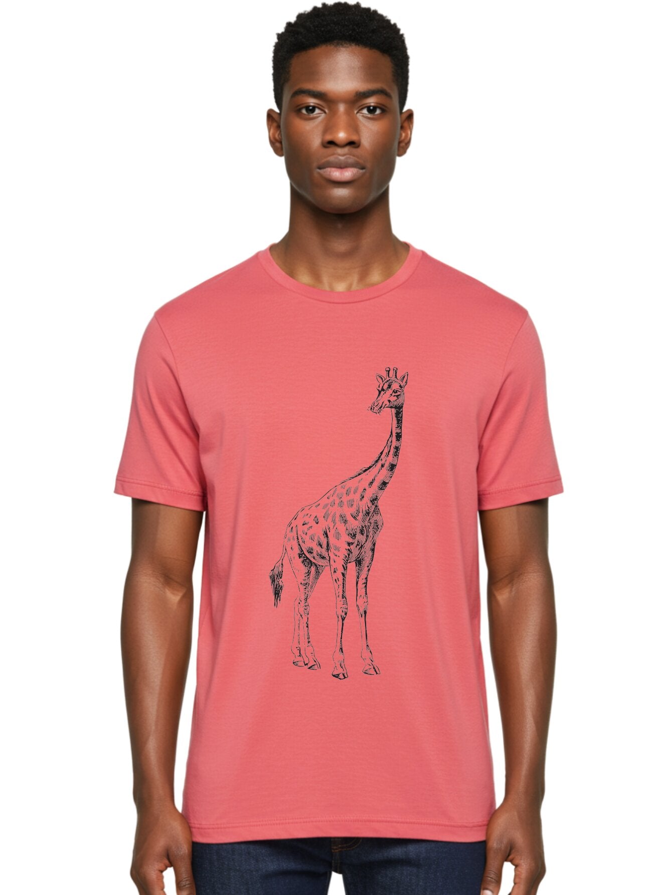 Giraffe-1 Men'S Graphic Tee, 100% Cotton, Comfortable Casual Summer Wear, Machine Washable, Giraffe Standing, Tall Animal, Wildlife, Spotted Fur, Long Neck, Safari, Exotic, Wild, Free Ranging, Tall Creature Aad892 19