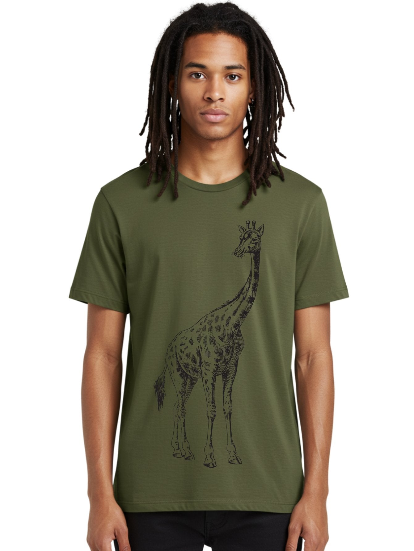 Giraffe-1 Men'S Graphic Tee, 100% Cotton, Comfortable Casual Summer Wear, Machine Washable, Giraffe Standing, Tall Animal, Wildlife, Spotted Fur, Long Neck, Safari, Exotic, Wild, Free Ranging, Tall Creature Aad892 17