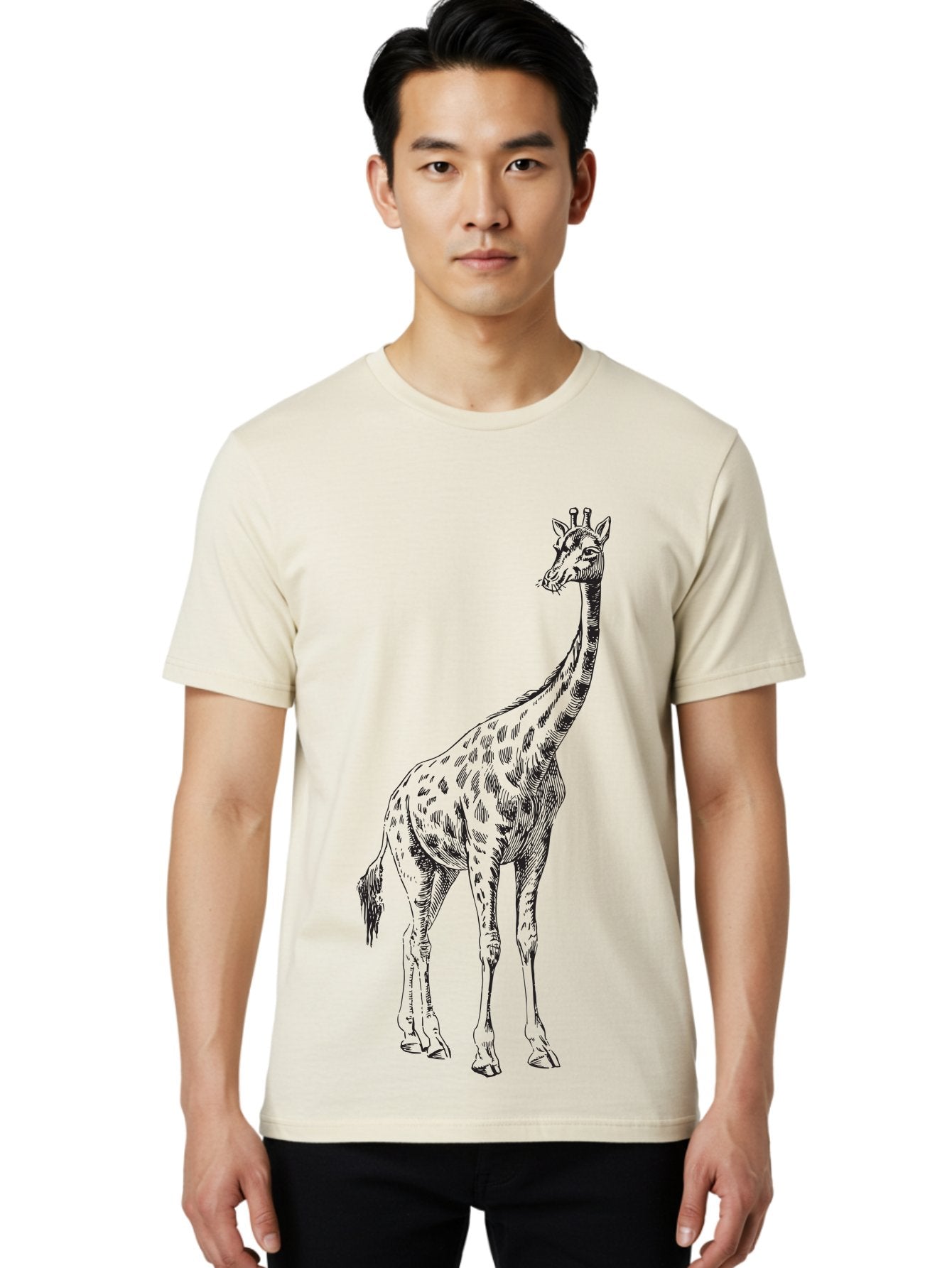 Giraffe-1 Men'S Graphic Tee, 100% Cotton, Comfortable Casual Summer Wear, Machine Washable, Giraffe Standing, Tall Animal, Wildlife, Spotted Fur, Long Neck, Safari, Exotic, Wild, Free Ranging, Tall Creature Aad892 21