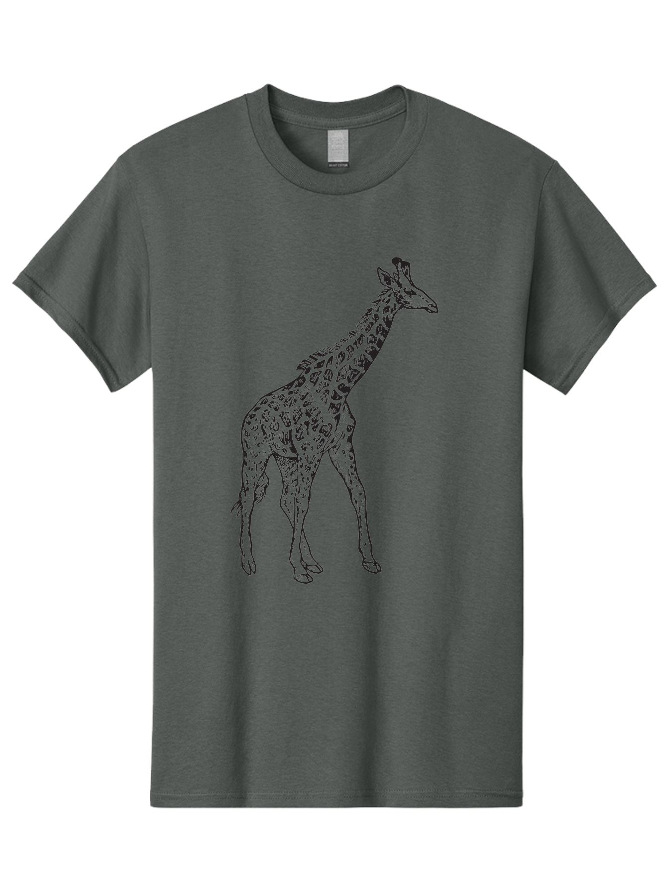 Giraffe Men'S Graphic Tee, 100% Cotton, Comfortable Casual Summer Wear, Machine Washable, Giraffe Illustration, Safari Animal, Wildlife Graphic, Spotted Fur, Tall Mammal, Cartoon Style, Simple Design, Black Outline Aad893 21