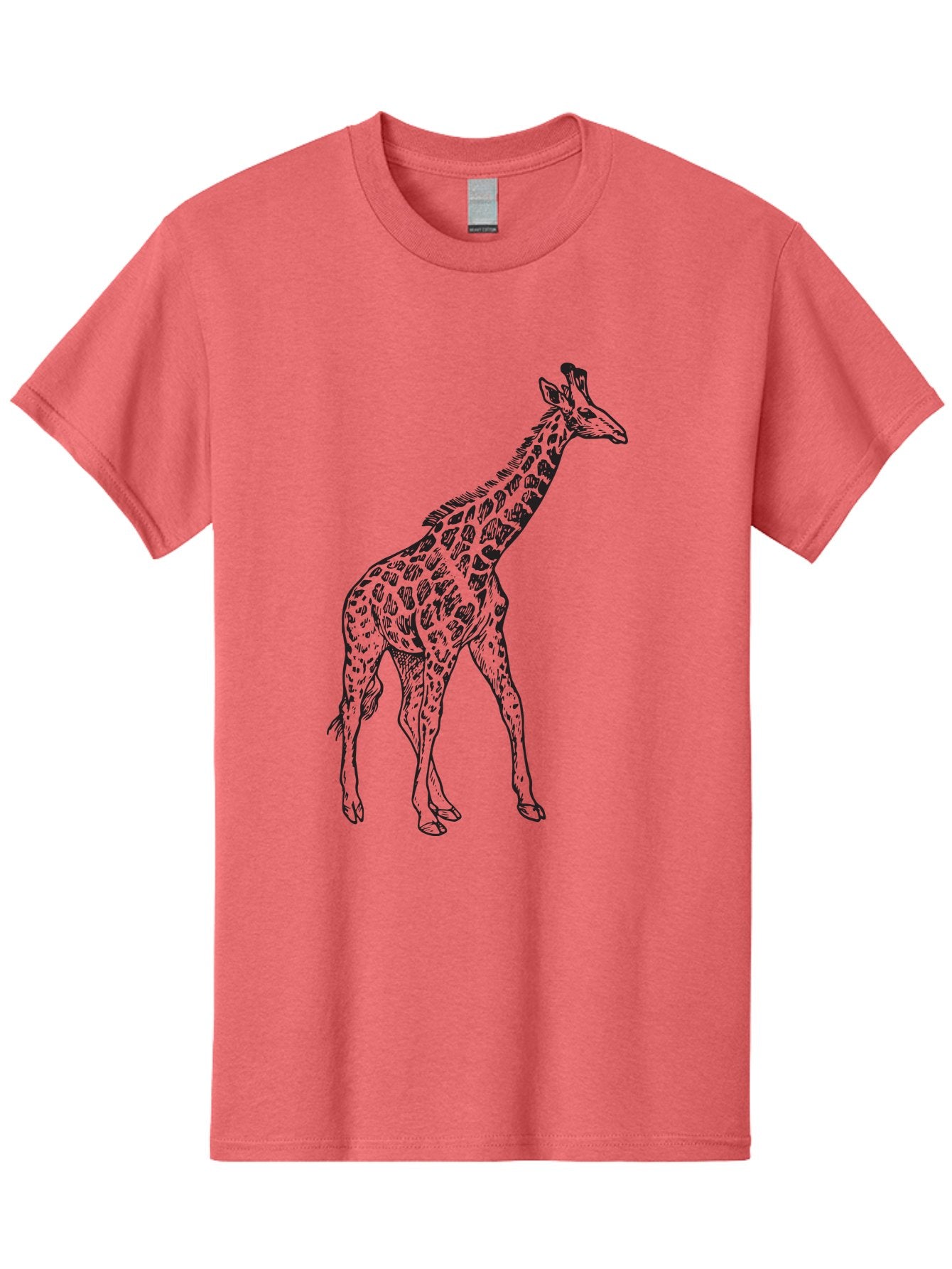 Giraffe Men'S Graphic Tee, 100% Cotton, Comfortable Casual Summer Wear, Machine Washable, Giraffe Illustration, Safari Animal, Wildlife Graphic, Spotted Fur, Tall Mammal, Cartoon Style, Simple Design, Black Outline Aad893 12