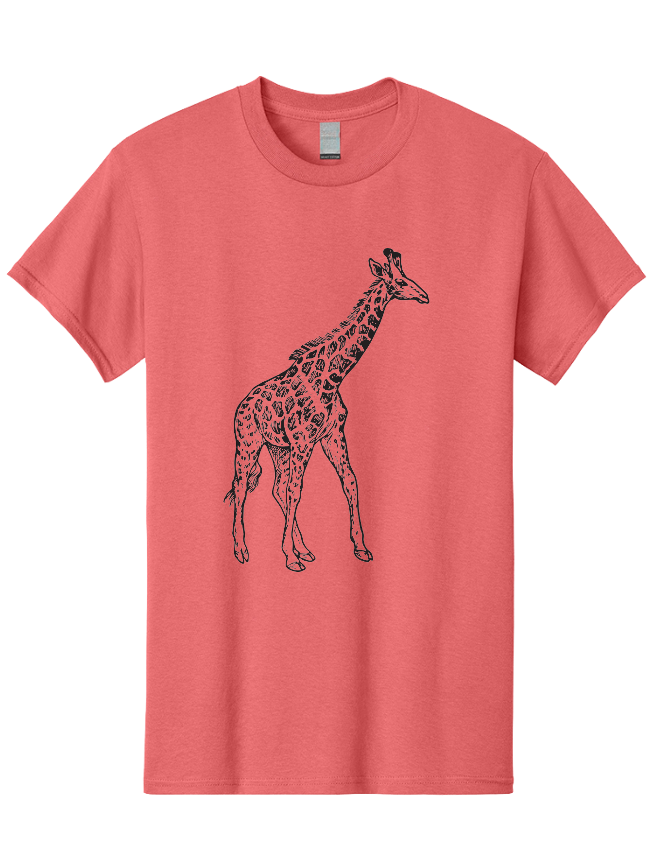 Giraffe Men'S Graphic Tee, 100% Cotton, Comfortable Casual Summer Wear, Machine Washable, Giraffe Illustration, Safari Animal, Wildlife Graphic, Spotted Fur, Tall Mammal, Cartoon Style, Simple Design, Black Outline Aad893 5