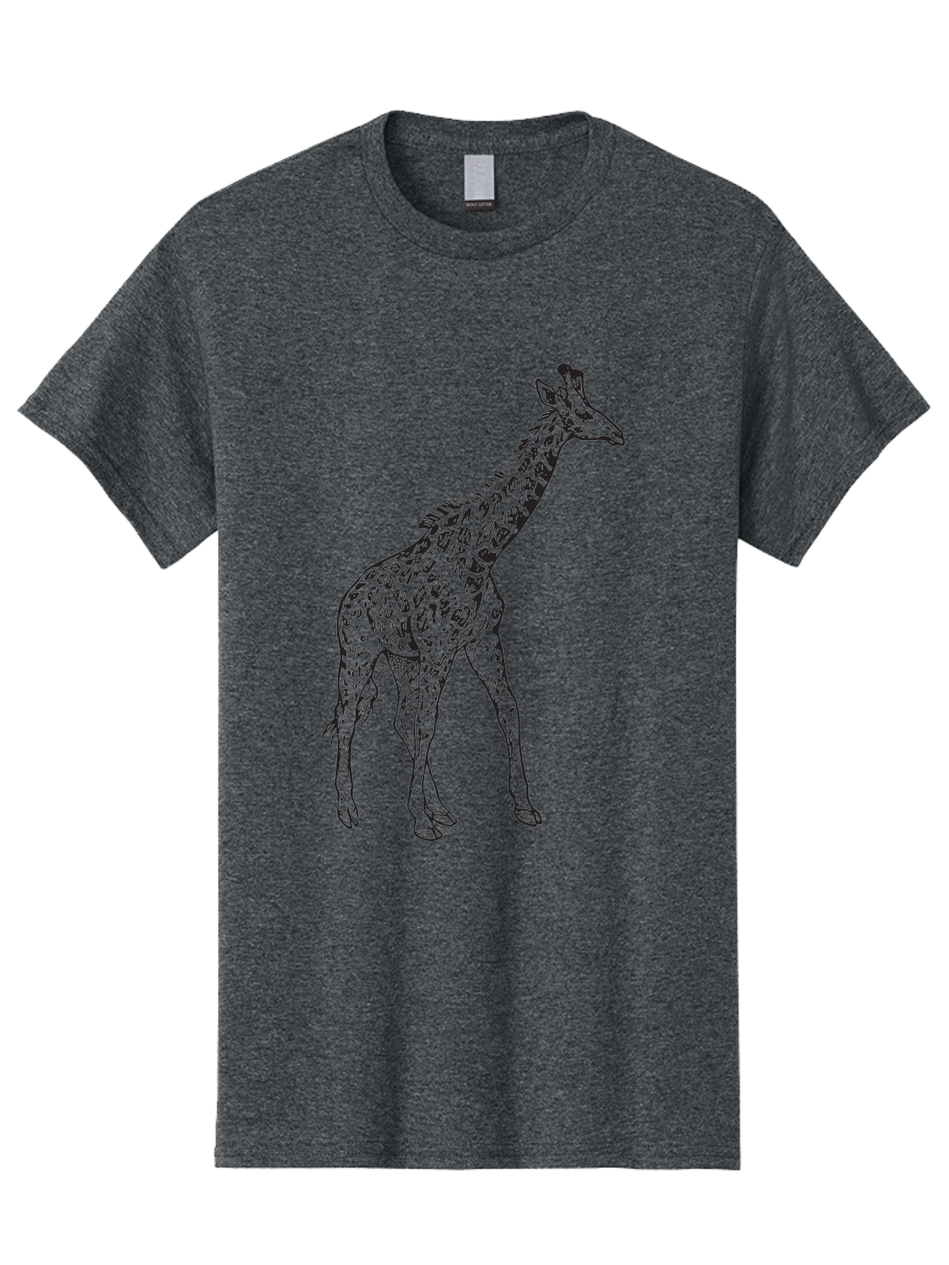 Giraffe Men'S Graphic Tee, 100% Cotton, Comfortable Casual Summer Wear, Machine Washable, Giraffe Illustration, Safari Animal, Wildlife Graphic, Spotted Fur, Tall Mammal, Cartoon Style, Simple Design, Black Outline Aad893 19
