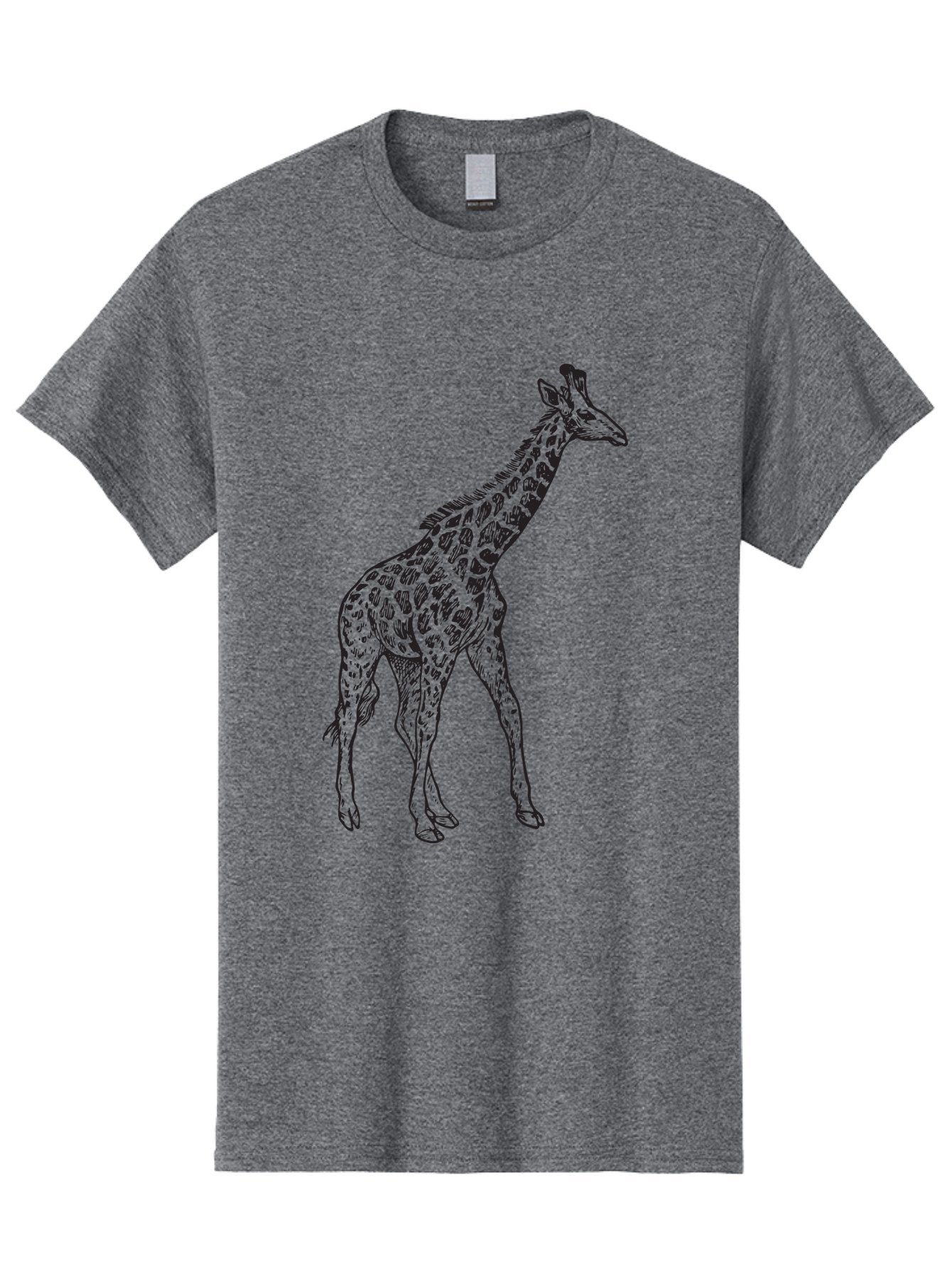 Giraffe Men'S Graphic Tee, 100% Cotton, Comfortable Casual Summer Wear, Machine Washable, Giraffe Illustration, Safari Animal, Wildlife Graphic, Spotted Fur, Tall Mammal, Cartoon Style, Simple Design, Black Outline Aad893 13