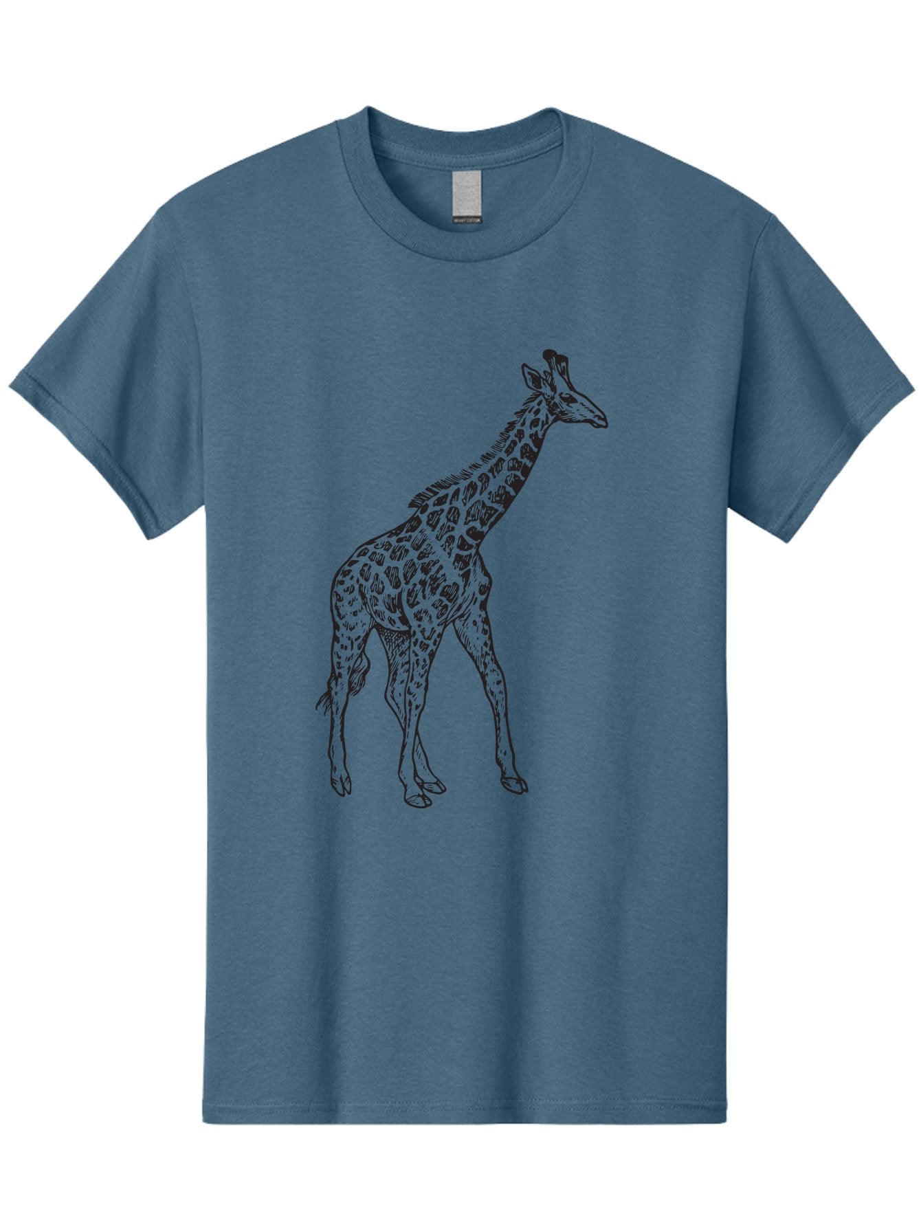 Giraffe Men'S Graphic Tee, 100% Cotton, Comfortable Casual Summer Wear, Machine Washable, Giraffe Illustration, Safari Animal, Wildlife Graphic, Spotted Fur, Tall Mammal, Cartoon Style, Simple Design, Black Outline Aad893 6