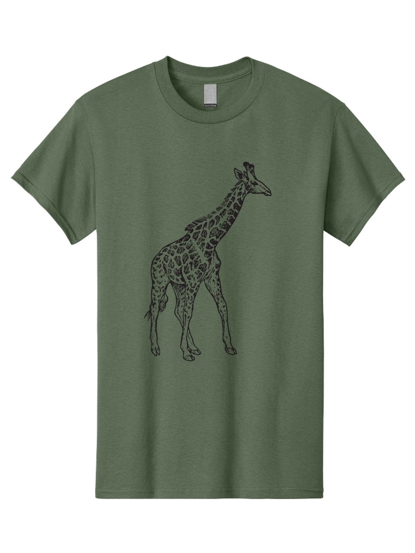 Giraffe Men'S Graphic Tee, 100% Cotton, Comfortable Casual Summer Wear, Machine Washable, Giraffe Illustration, Safari Animal, Wildlife Graphic, Spotted Fur, Tall Mammal, Cartoon Style, Simple Design, Black Outline Aad893 7
