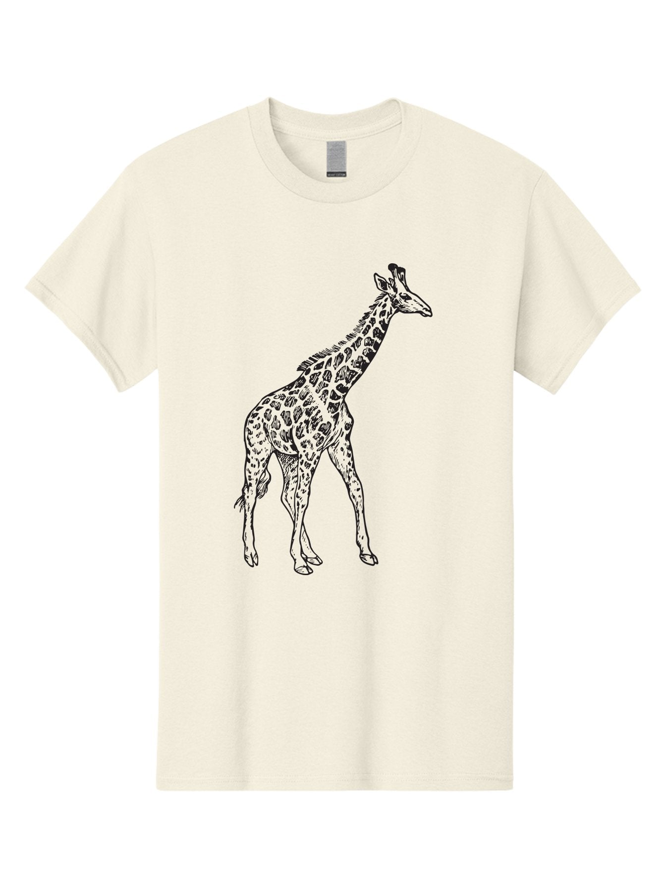 Giraffe Men'S Graphic Tee, 100% Cotton, Comfortable Casual Summer Wear, Machine Washable, Giraffe Illustration, Safari Animal, Wildlife Graphic, Spotted Fur, Tall Mammal, Cartoon Style, Simple Design, Black Outline Aad893 14