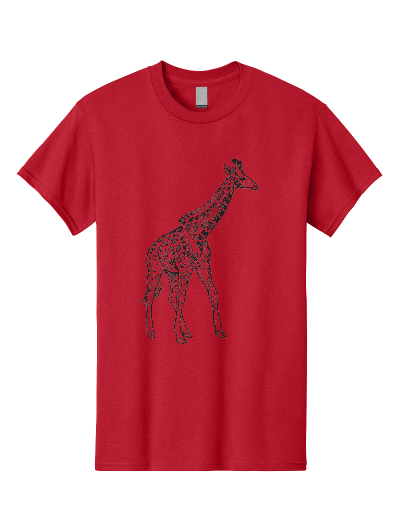Giraffe Men'S Graphic Tee, 100% Cotton, Comfortable Casual Summer Wear, Machine Washable, Giraffe Illustration, Safari Animal, Wildlife Graphic, Spotted Fur, Tall Mammal, Cartoon Style, Simple Design, Black Outline Aad893