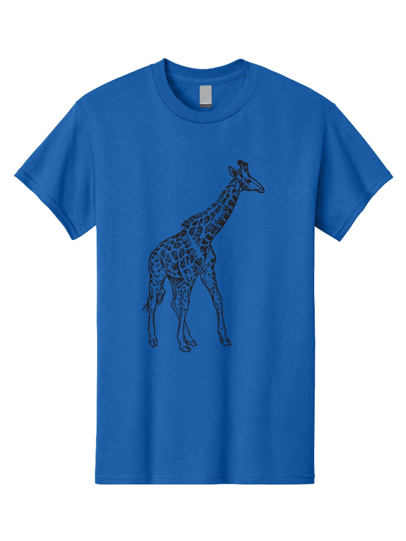 Giraffe Men'S Graphic Tee, 100% Cotton, Comfortable Casual Summer Wear, Machine Washable, Giraffe Illustration, Safari Animal, Wildlife Graphic, Spotted Fur, Tall Mammal, Cartoon Style, Simple Design, Black Outline Aad893 5