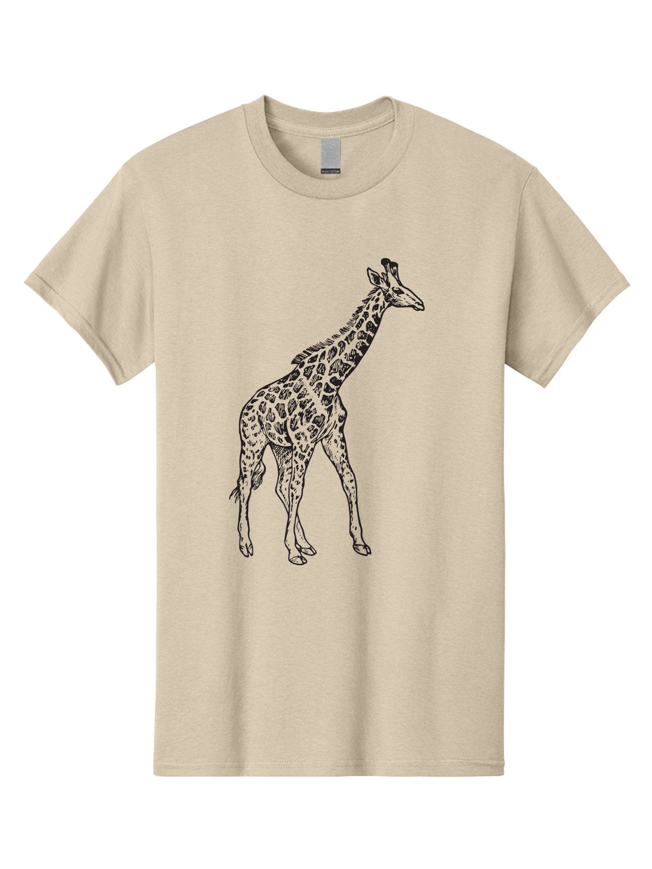Giraffe Men'S Graphic Tee, 100% Cotton, Comfortable Casual Summer Wear, Machine Washable, Giraffe Illustration, Safari Animal, Wildlife Graphic, Spotted Fur, Tall Mammal, Cartoon Style, Simple Design, Black Outline Aad893 8