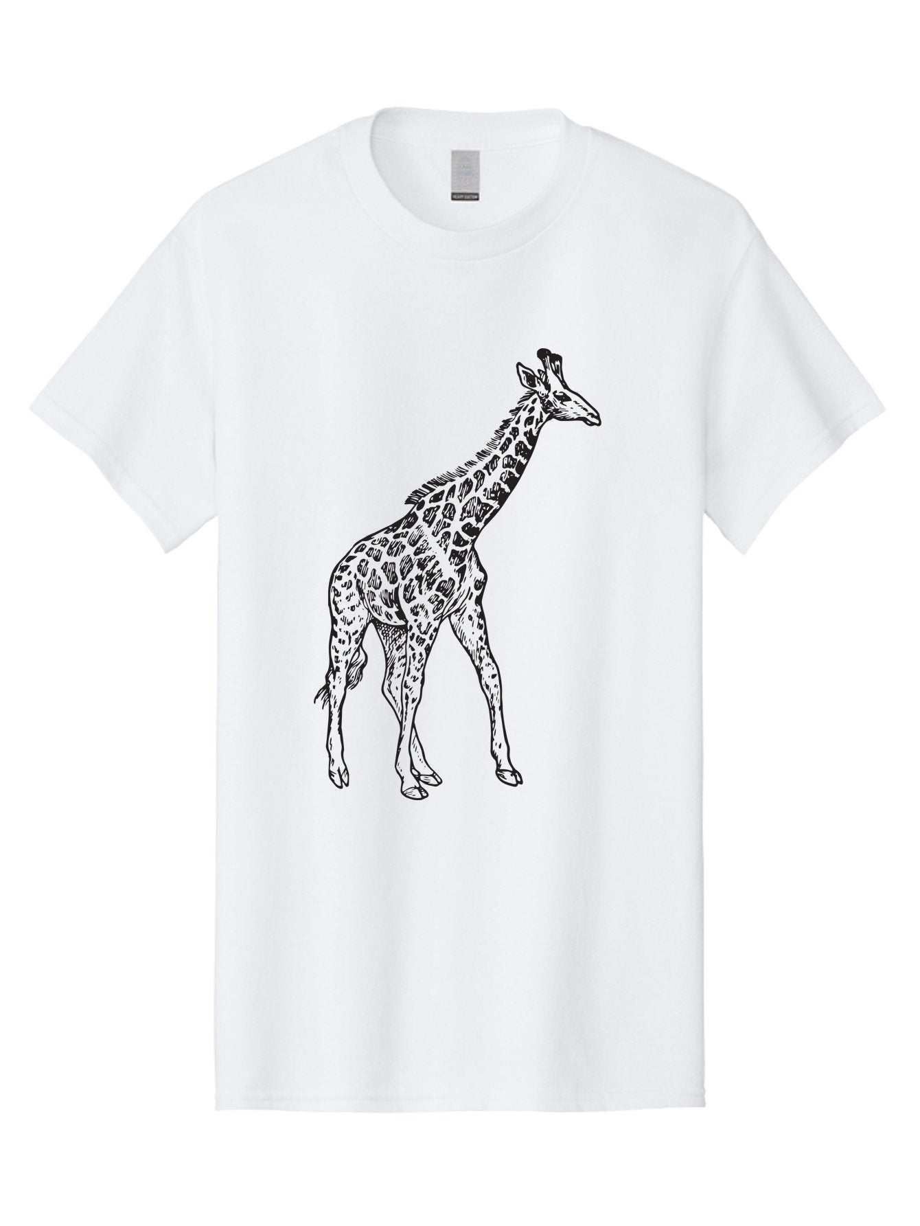 Giraffe Men'S Graphic Tee, 100% Cotton, Comfortable Casual Summer Wear, Machine Washable, Giraffe Illustration, Safari Animal, Wildlife Graphic, Spotted Fur, Tall Mammal, Cartoon Style, Simple Design, Black Outline Aad893 4