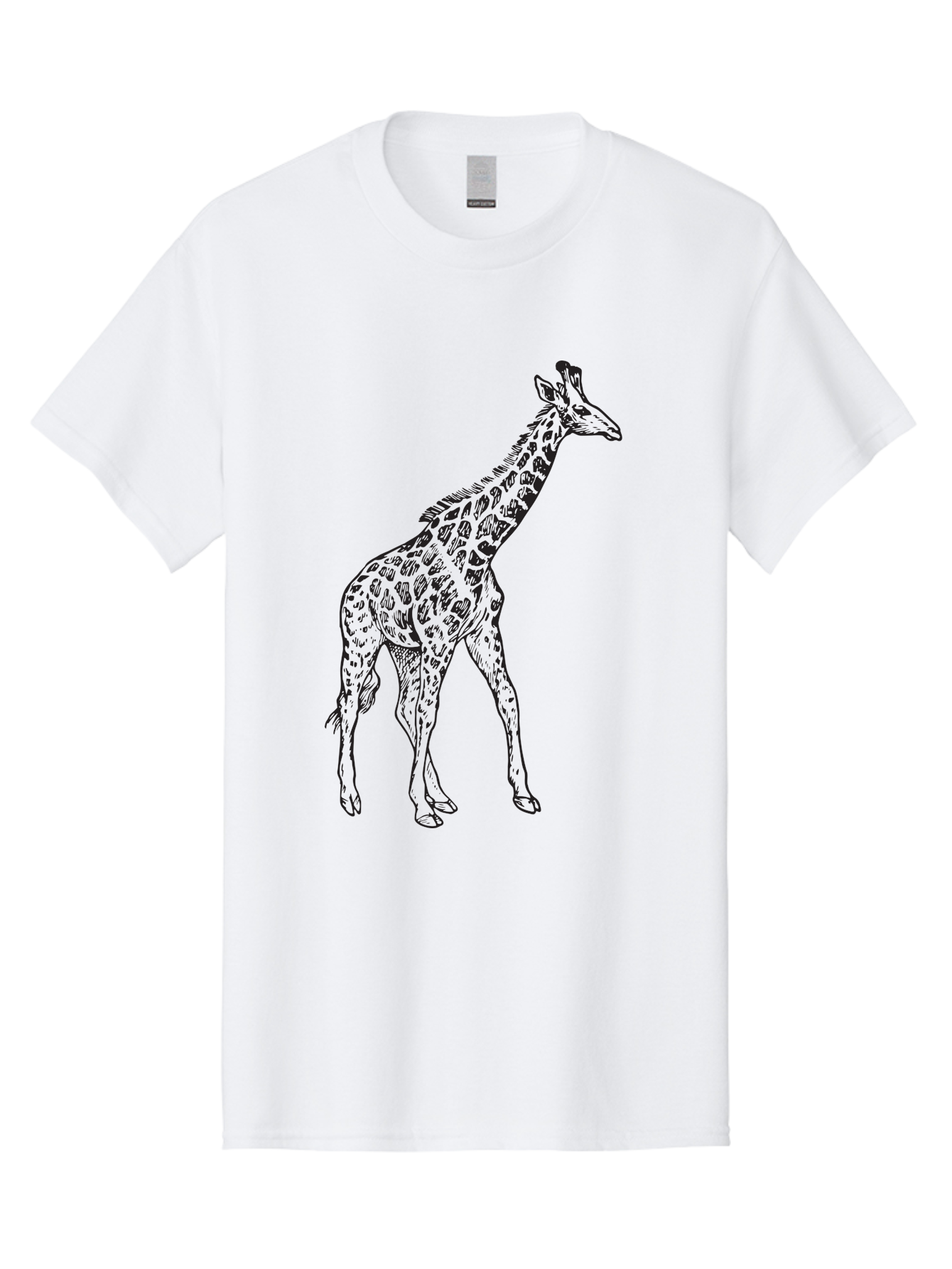 Giraffe Men'S Graphic Tee, 100% Cotton, Comfortable Casual Summer Wear, Machine Washable, Giraffe Illustration, Safari Animal, Wildlife Graphic, Spotted Fur, Tall Mammal, Cartoon Style, Simple Design, Black Outline Aad893 23