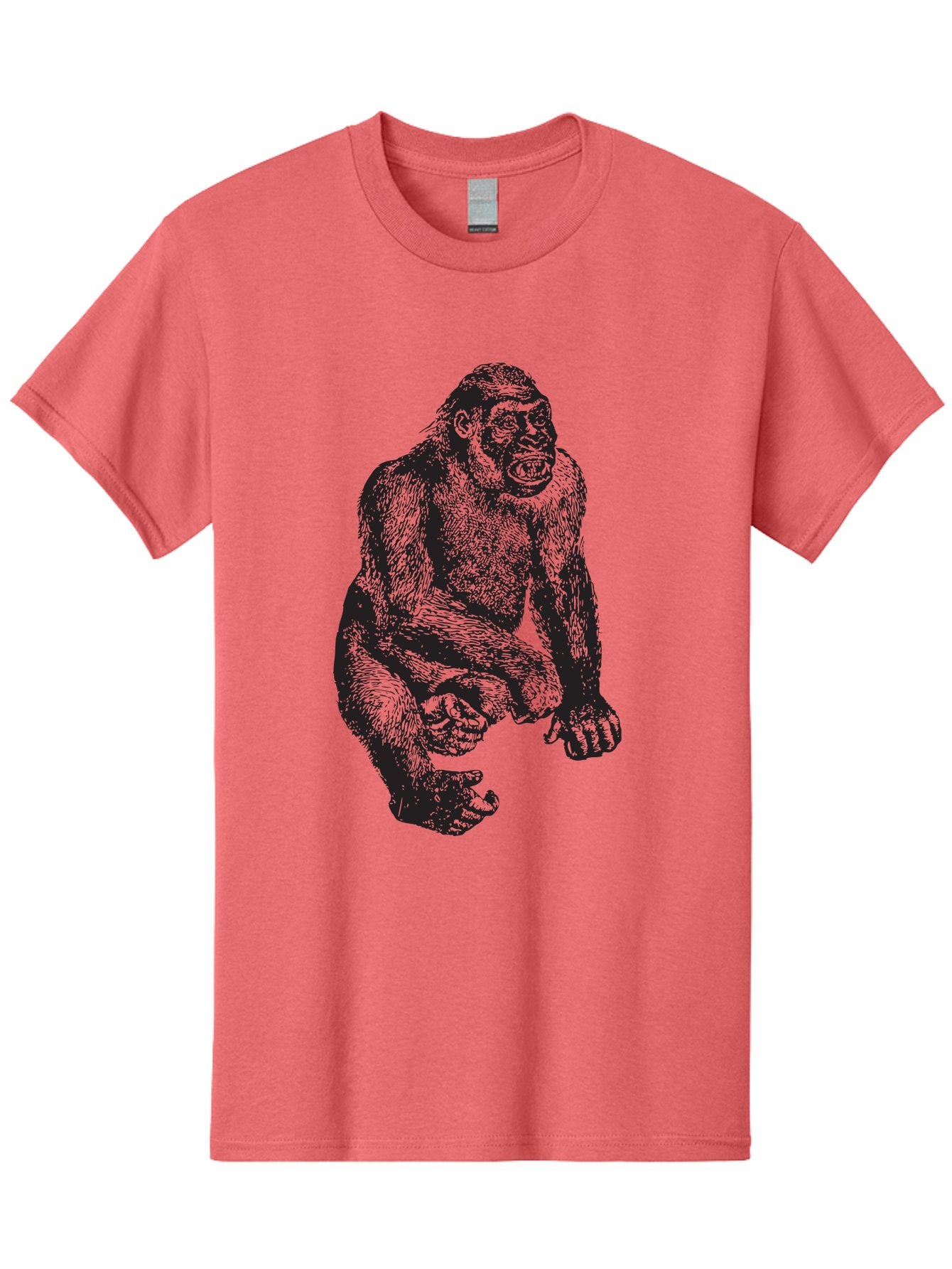 Gorilla Men'S Graphic Tee, 100% Cotton, Comfortable Casual Summer Wear, Machine Washable, Gorilla Illustration, Primate Art, Wildlife Graphic, Animal Design, Monkey Sketch, Wild Animal Portrait Aad894 3