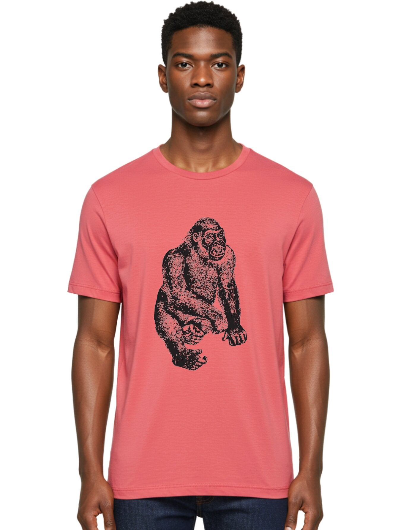 Gorilla Men'S Graphic Tee, 100% Cotton, Comfortable Casual Summer Wear, Machine Washable, Gorilla Illustration, Primate Art, Wildlife Graphic, Animal Design, Monkey Sketch, Wild Animal Portrait Aad894 22