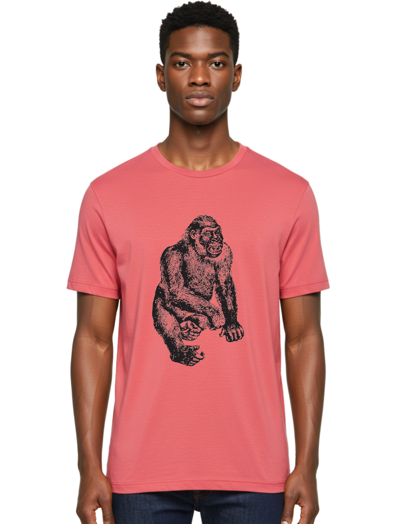 Gorilla Men'S Graphic Tee, 100% Cotton, Comfortable Casual Summer Wear, Machine Washable, Gorilla Illustration, Primate Art, Wildlife Graphic, Animal Design, Monkey Sketch, Wild Animal Portrait Aad894 18
