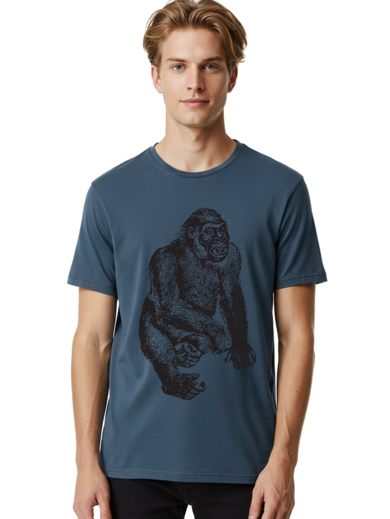 Gorilla Men'S Graphic Tee, 100% Cotton, Comfortable Casual Summer Wear, Machine Washable, Gorilla Illustration, Primate Art, Wildlife Graphic, Animal Design, Monkey Sketch, Wild Animal Portrait Aad894 29