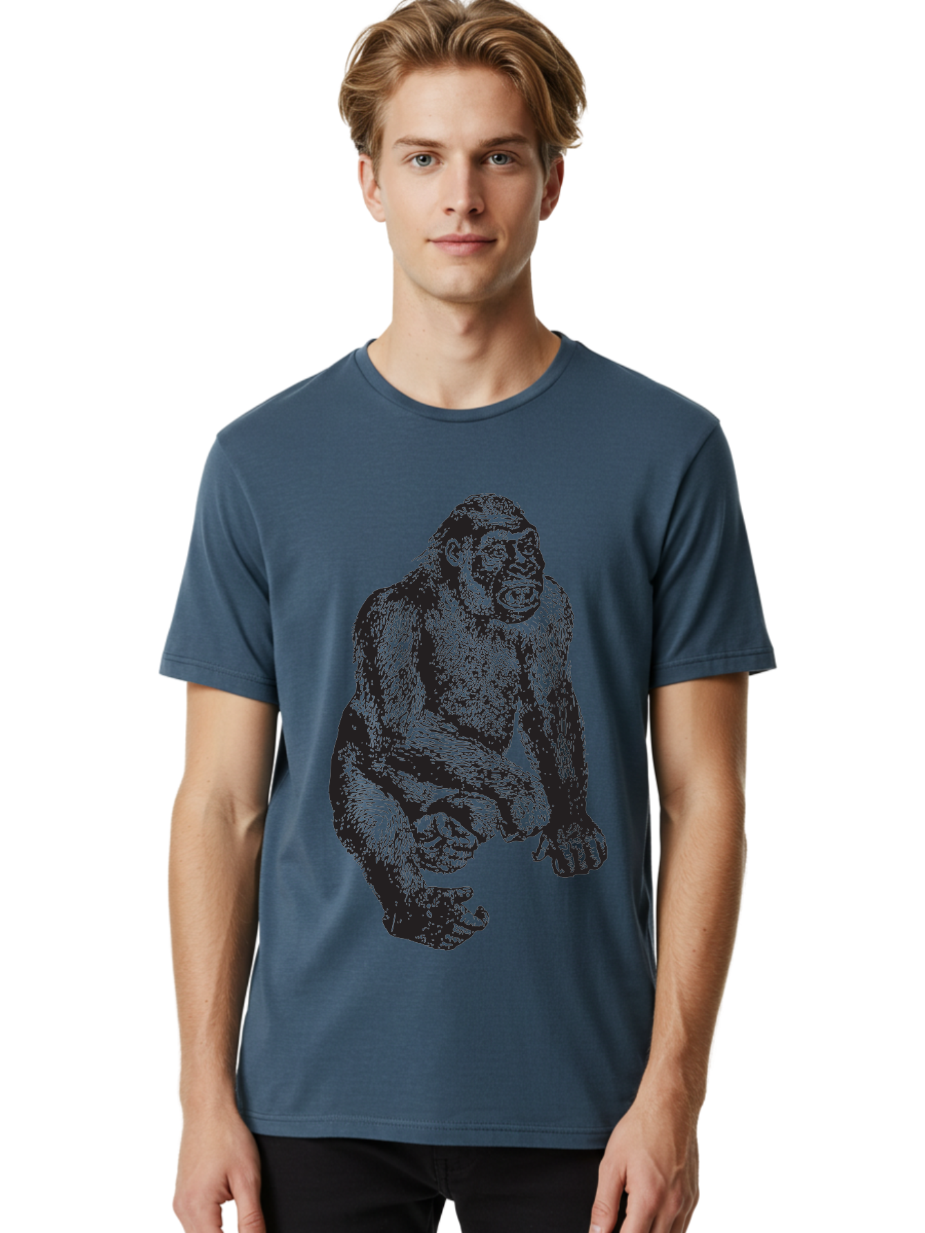 Gorilla Men'S Graphic Tee, 100% Cotton, Comfortable Casual Summer Wear, Machine Washable, Gorilla Illustration, Primate Art, Wildlife Graphic, Animal Design, Monkey Sketch, Wild Animal Portrait Aad894 4
