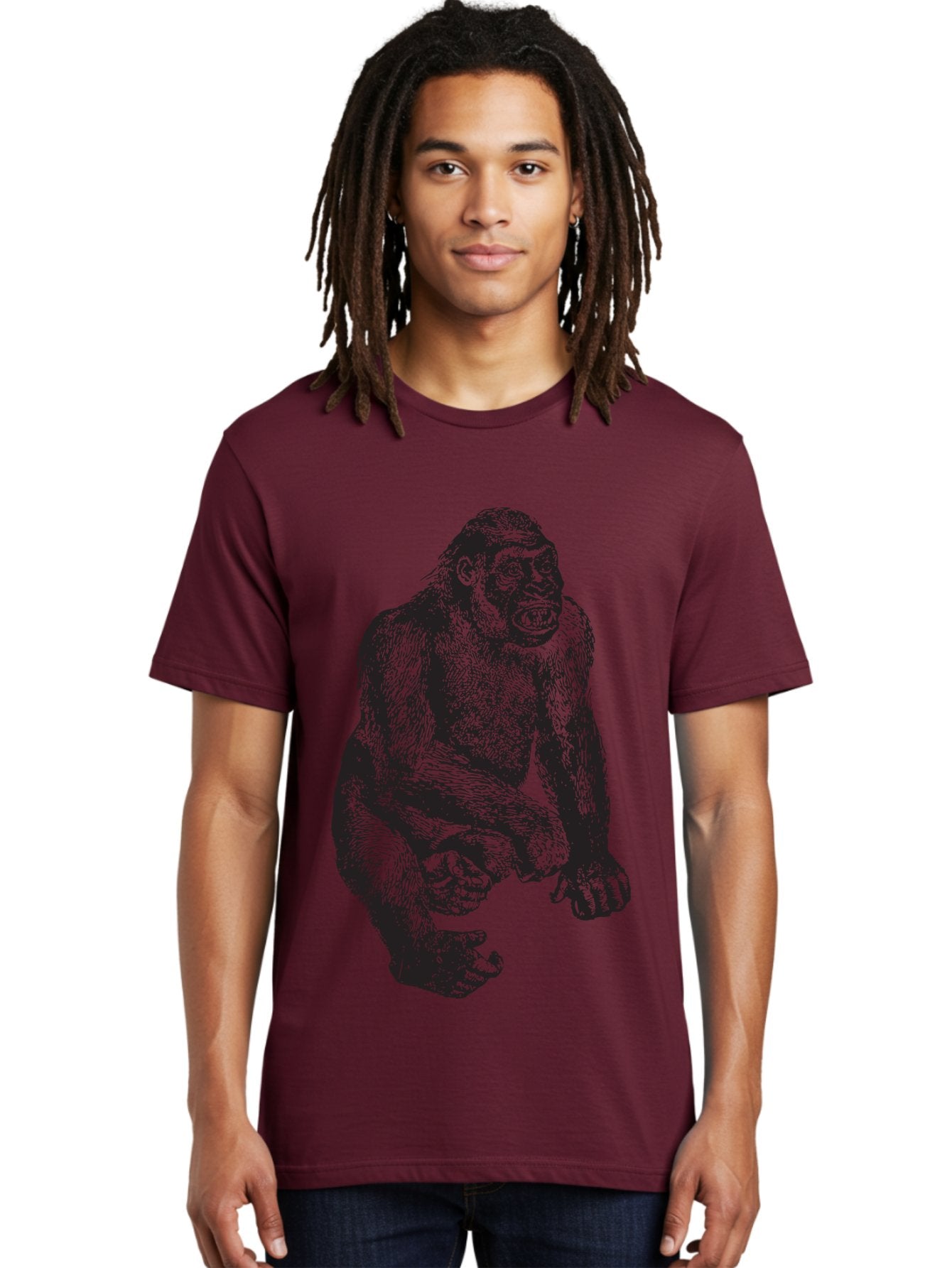Gorilla Men'S Graphic Tee, 100% Cotton, Comfortable Casual Summer Wear, Machine Washable, Gorilla Illustration, Primate Art, Wildlife Graphic, Animal Design, Monkey Sketch, Wild Animal Portrait Aad894 19