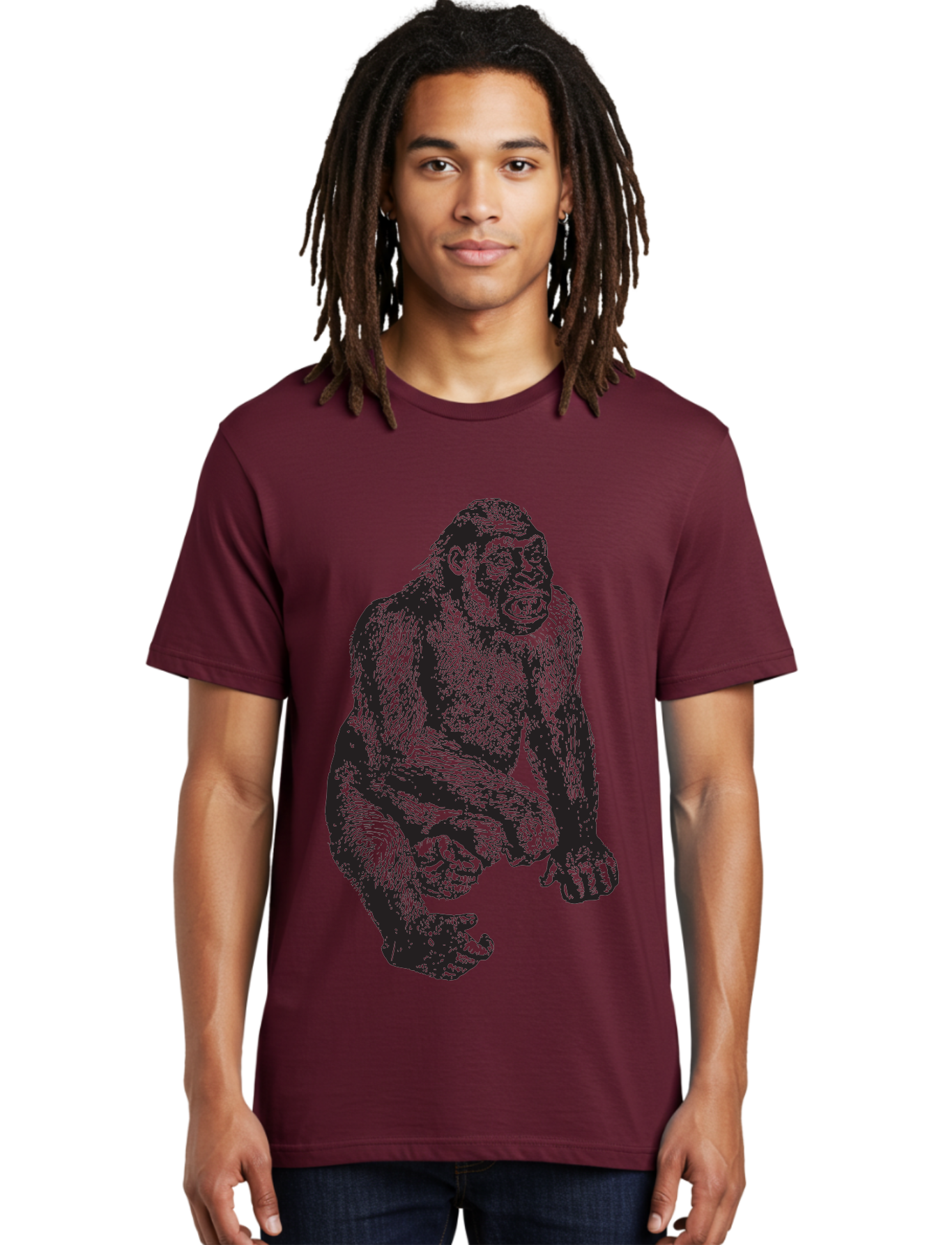 Gorilla Men'S Graphic Tee, 100% Cotton, Comfortable Casual Summer Wear, Machine Washable, Gorilla Illustration, Primate Art, Wildlife Graphic, Animal Design, Monkey Sketch, Wild Animal Portrait Aad894 22
