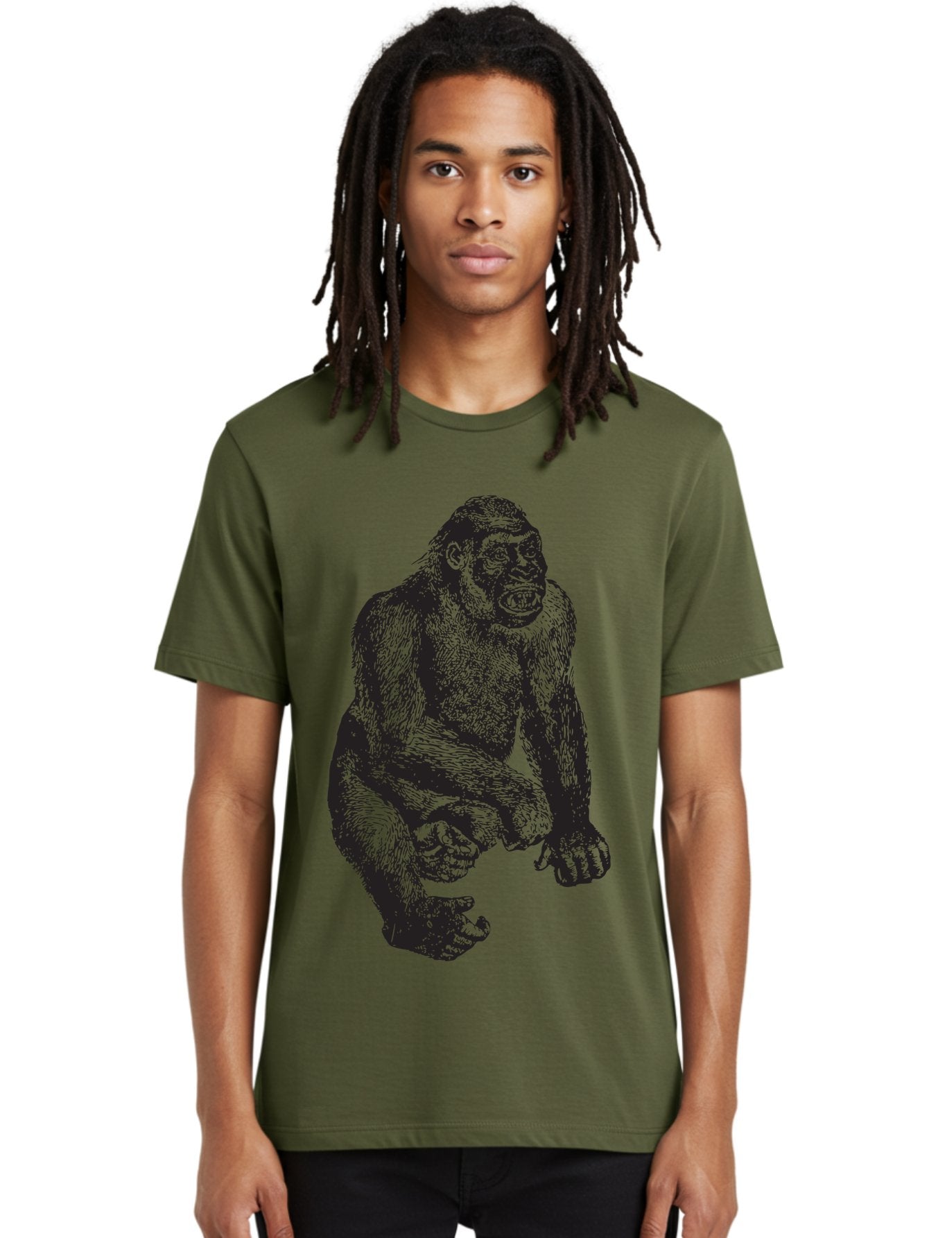 Gorilla Men'S Graphic Tee, 100% Cotton, Comfortable Casual Summer Wear, Machine Washable, Gorilla Illustration, Primate Art, Wildlife Graphic, Animal Design, Monkey Sketch, Wild Animal Portrait Aad894 26