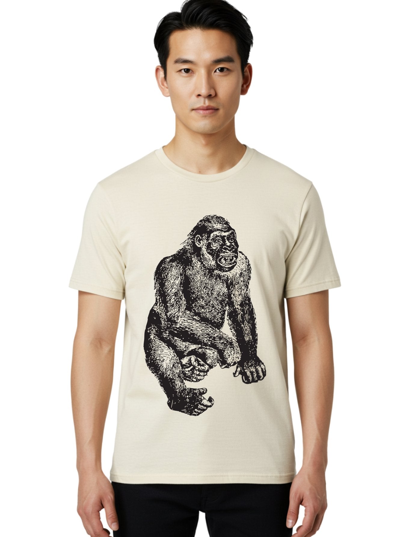 Gorilla Men'S Graphic Tee, 100% Cotton, Comfortable Casual Summer Wear, Machine Washable, Gorilla Illustration, Primate Art, Wildlife Graphic, Animal Design, Monkey Sketch, Wild Animal Portrait Aad894 27
