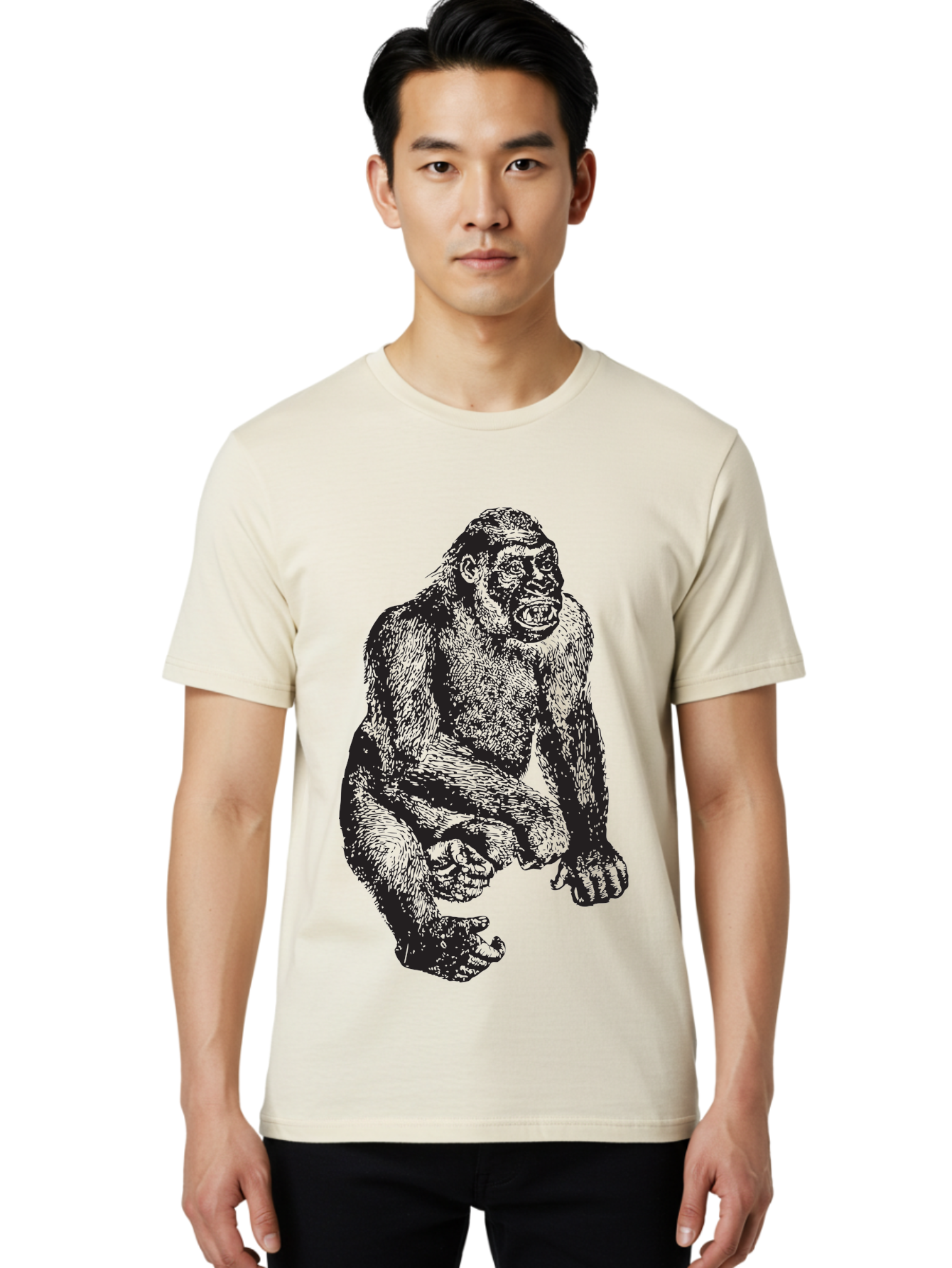 Gorilla Men'S Graphic Tee, 100% Cotton, Comfortable Casual Summer Wear, Machine Washable, Gorilla Illustration, Primate Art, Wildlife Graphic, Animal Design, Monkey Sketch, Wild Animal Portrait Aad894 8