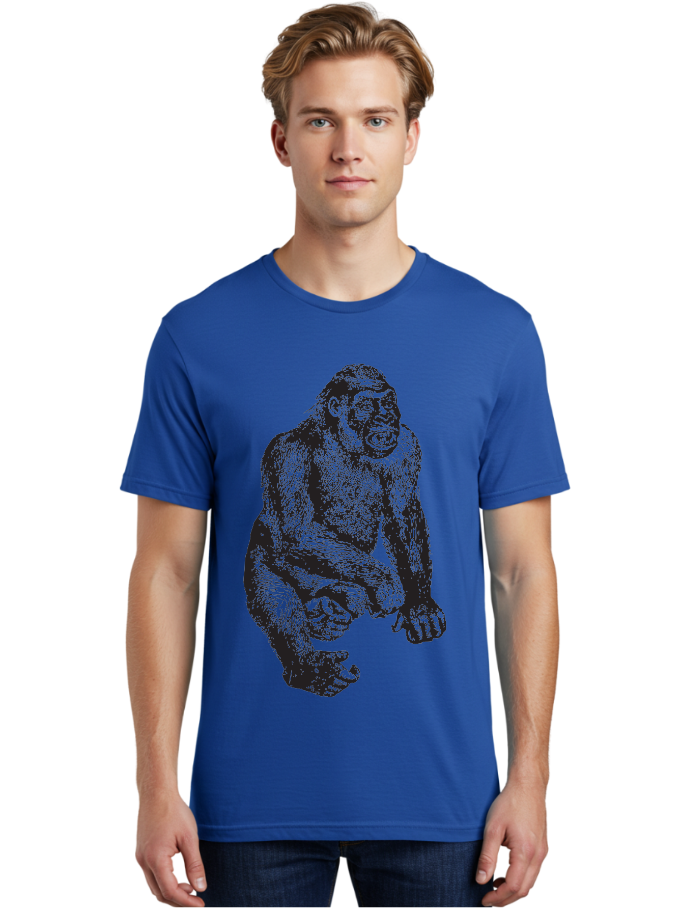 Gorilla Men'S Graphic Tee, 100% Cotton, Comfortable Casual Summer Wear, Machine Washable, Gorilla Illustration, Primate Art, Wildlife Graphic, Animal Design, Monkey Sketch, Wild Animal Portrait Aad894 16