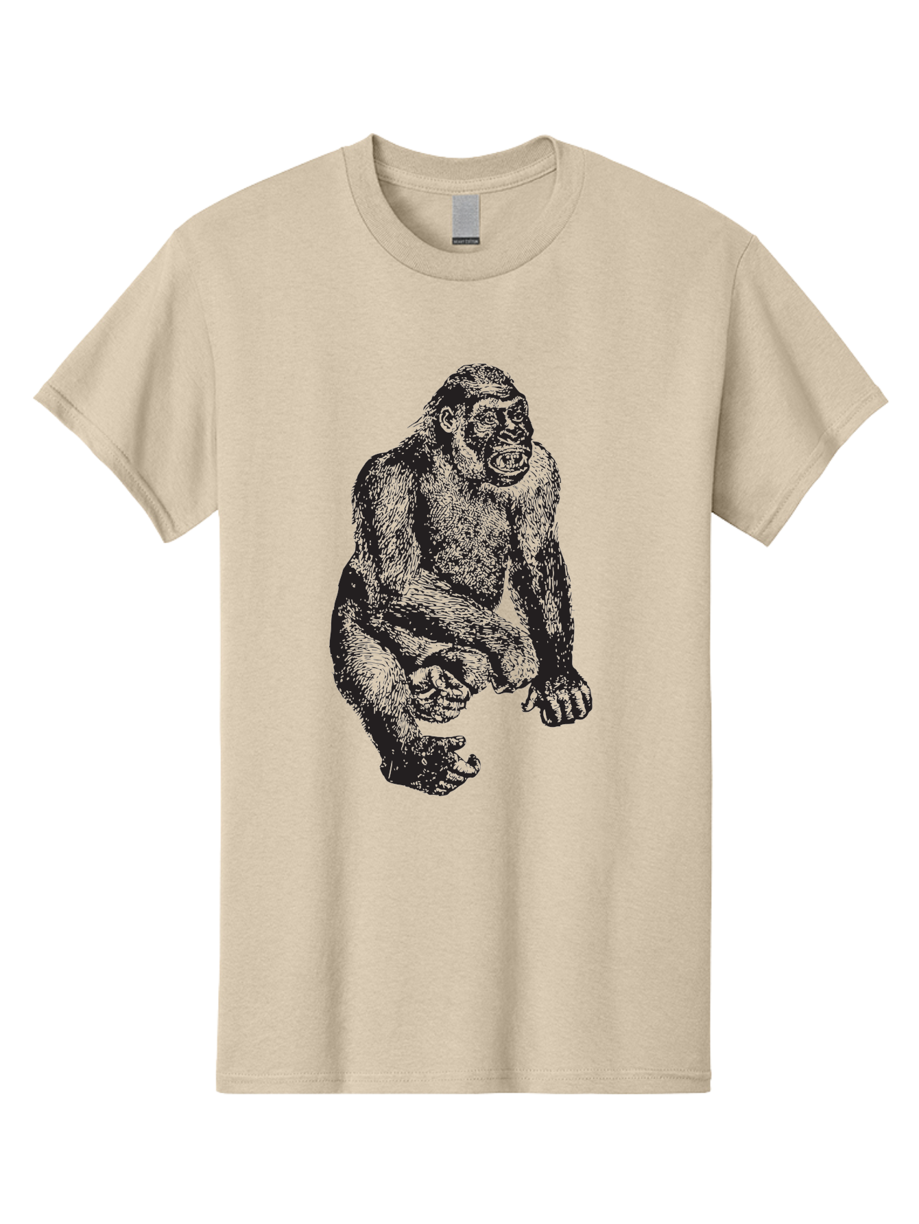 Gorilla Men'S Graphic Tee, 100% Cotton, Comfortable Casual Summer Wear, Machine Washable, Gorilla Illustration, Primate Art, Wildlife Graphic, Animal Design, Monkey Sketch, Wild Animal Portrait Aad894