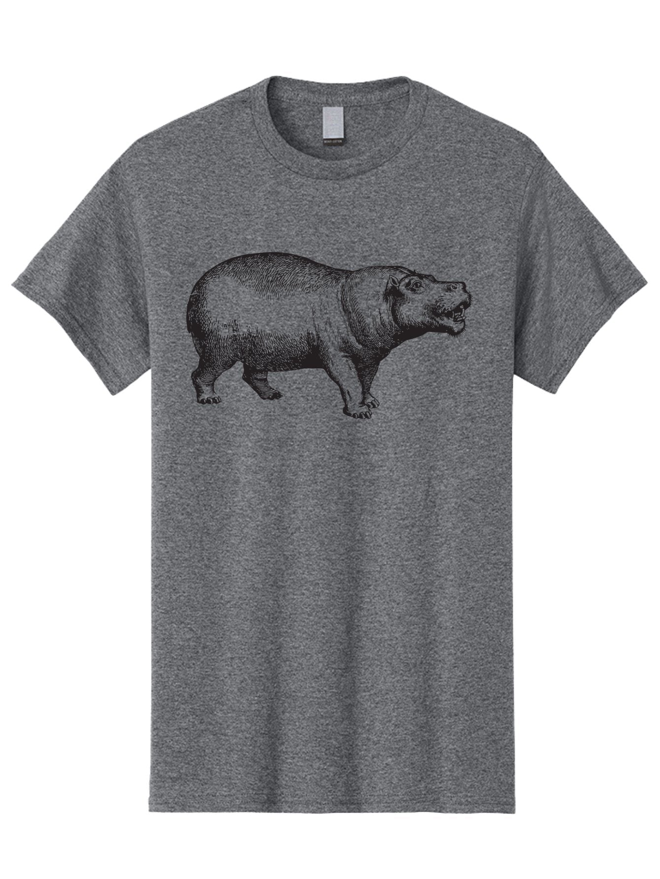 Hippopotamus Men'S Graphic Tee, 100% Cotton, Comfortable Casual Summer Wear, Machine Washable, Hippopotamus, Wild Animal, Large Mammal, Open Mouth, Detailed Illustration, Wildlife, Nature, Safari, River Creature, Angry Animal Aad898